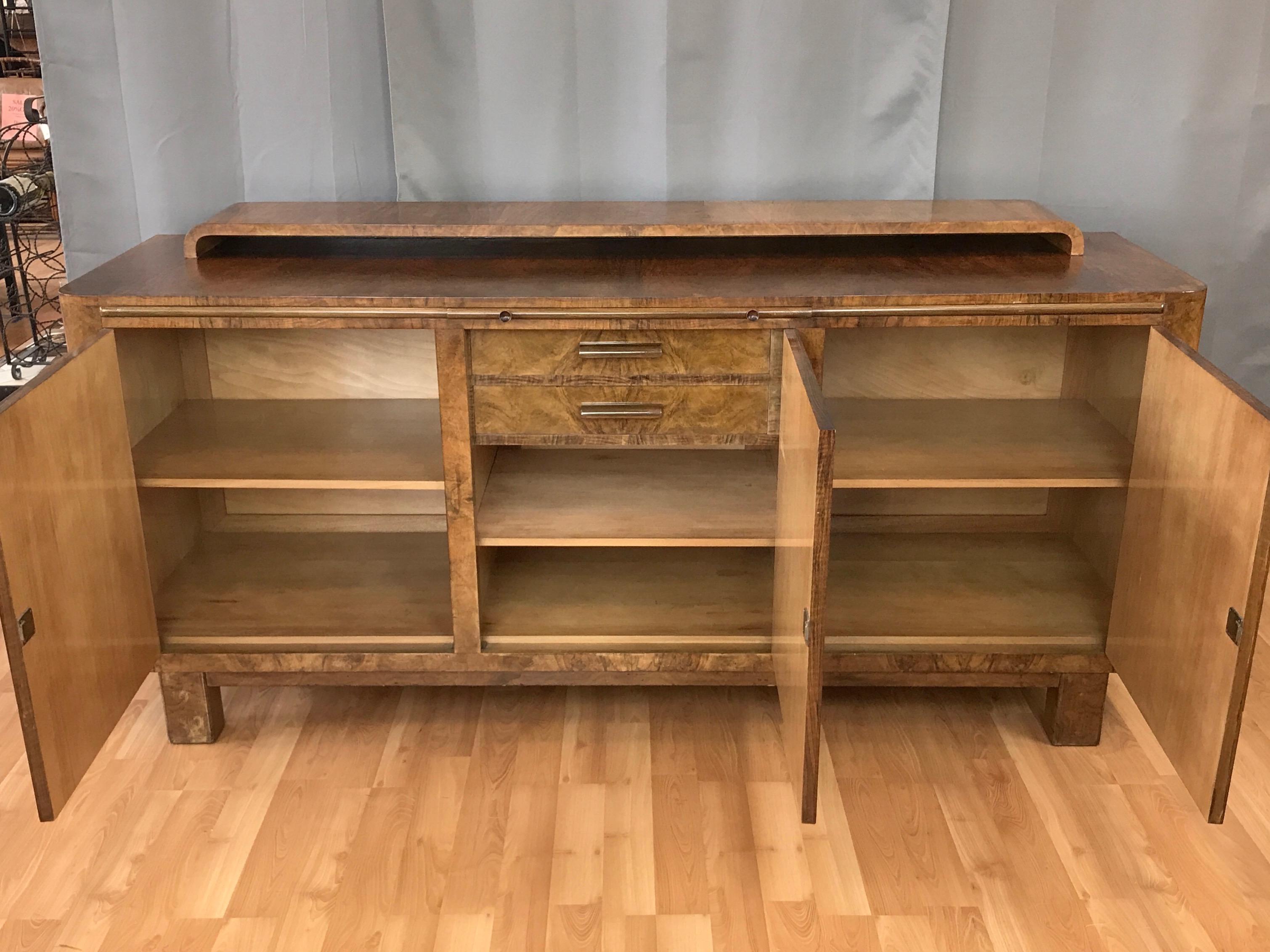 Substantial German Art Deco Buffet in Finely Figured French Walnut In Good Condition In San Francisco, CA