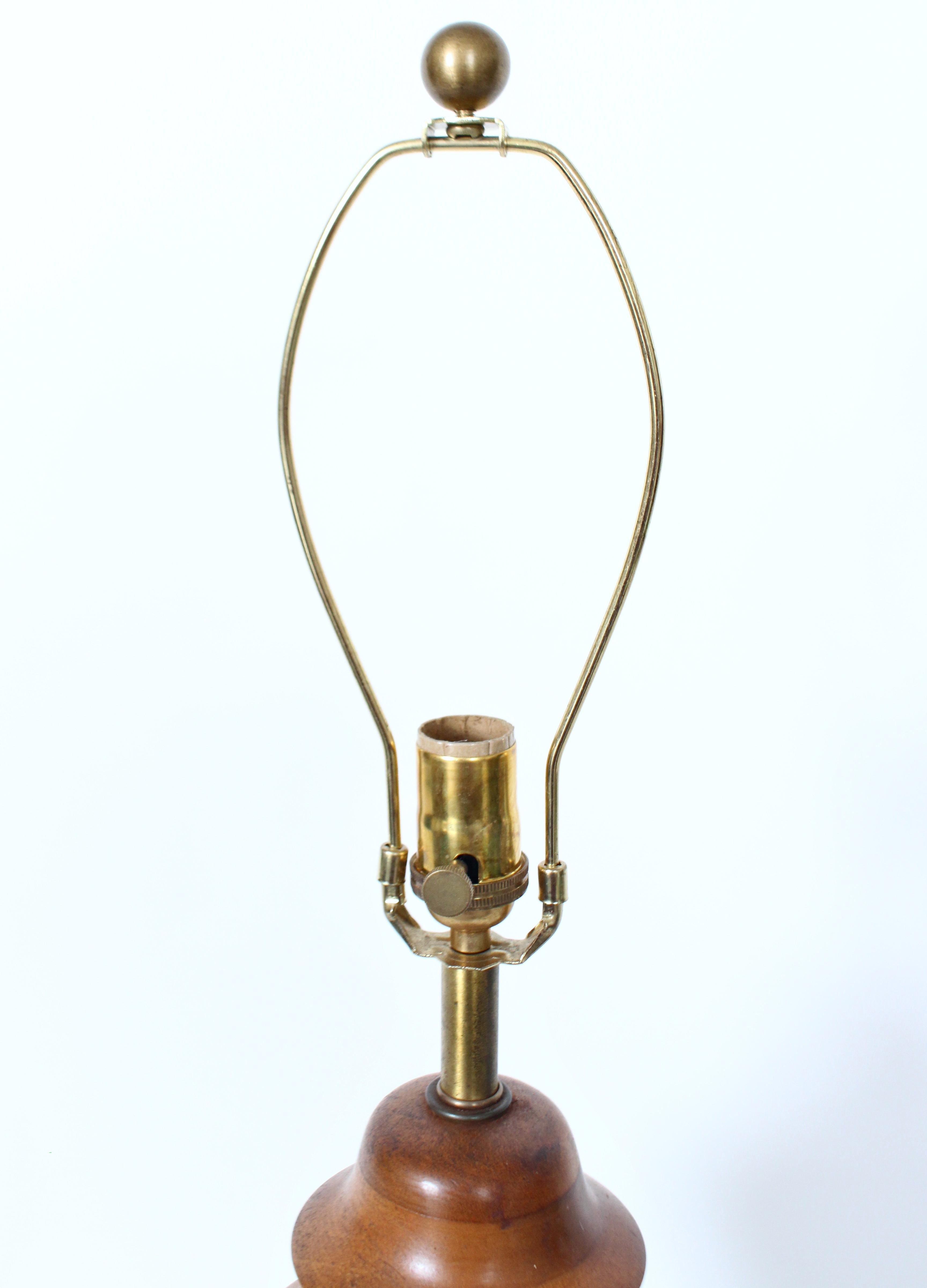 Substantial Ginger Jar Table Lamp in Stacked Mixed Hardwood, 1970's For Sale 3