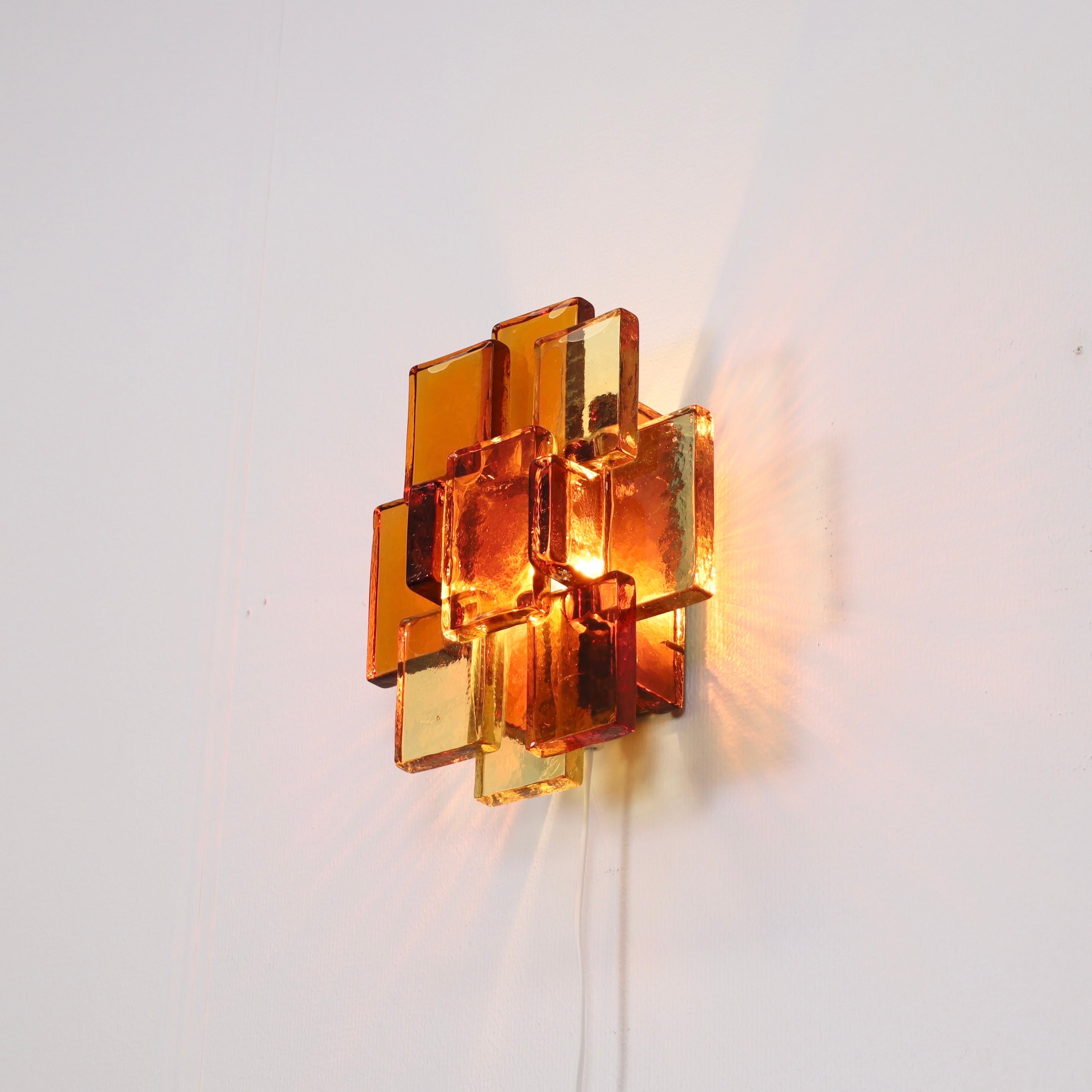 Danish Substantial Glass Sconces by Svend Agge Holm Sørensen, 1960s, Denmark For Sale