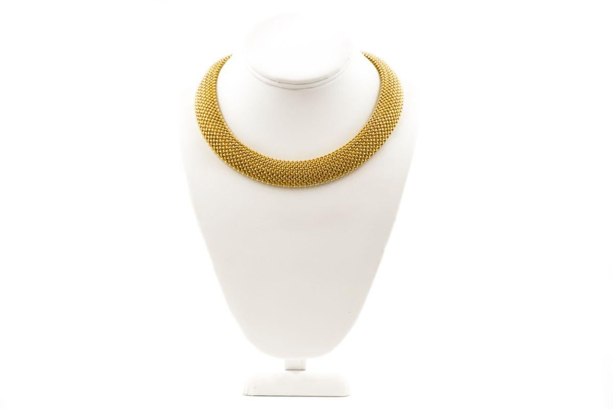 20th Century Substantial Italian 18k Yellow Gold Flexible Mesh Necklace by Unoaerre