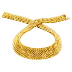 Substantial Italian 18k Yellow Gold Flexible Mesh Necklace by Unoaerre