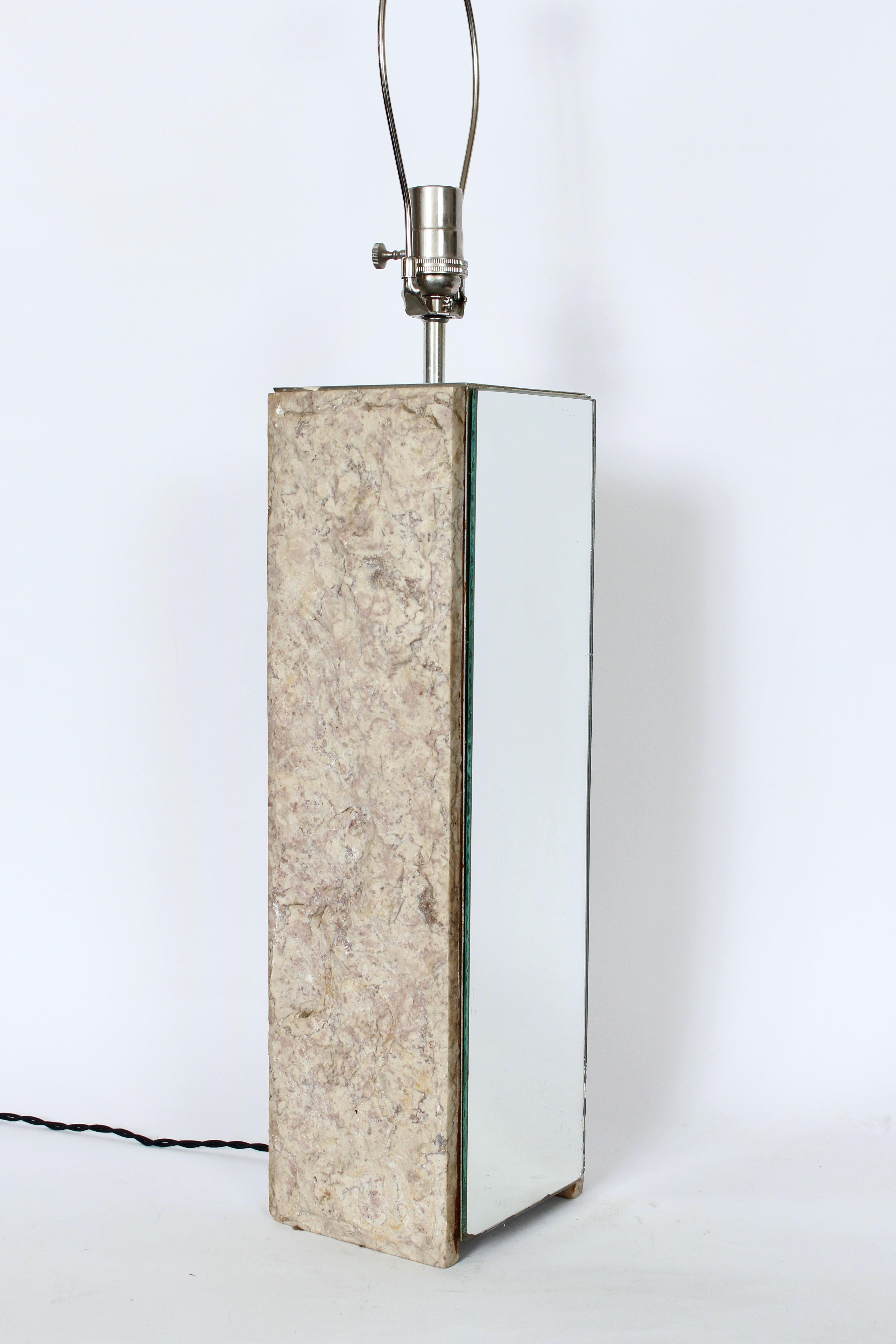 Substantial Laurel Lamp Co. Travertine and Mirror Table Lamp, 1960s For Sale 4