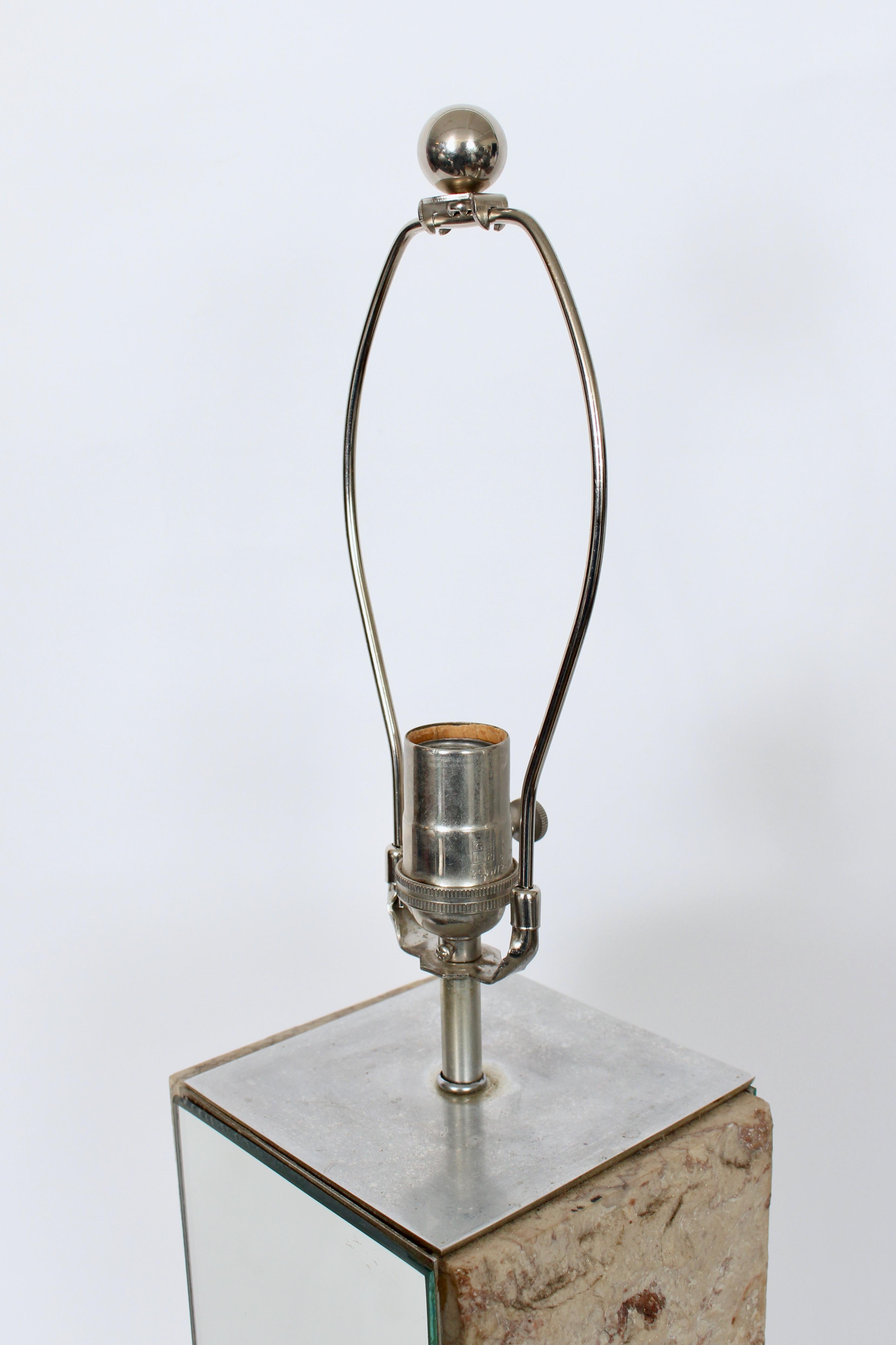 Substantiel Laurel Lamp Co. Lampe de table en travertin et miroir, années 1960 en vente 5