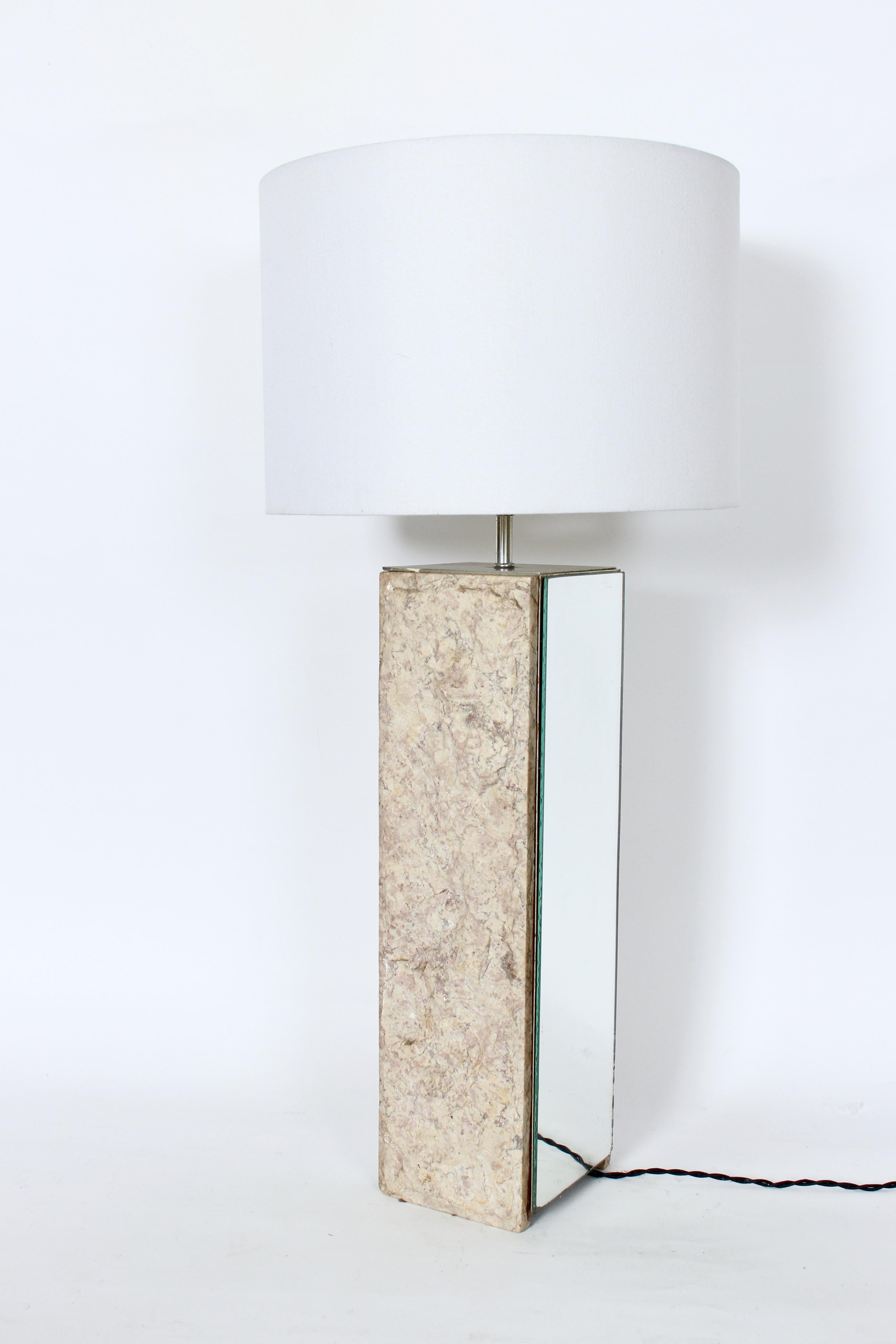 Substantial Laurel Lamp Co. Travertine and Mirror Table Lamp, 1960s For Sale 14