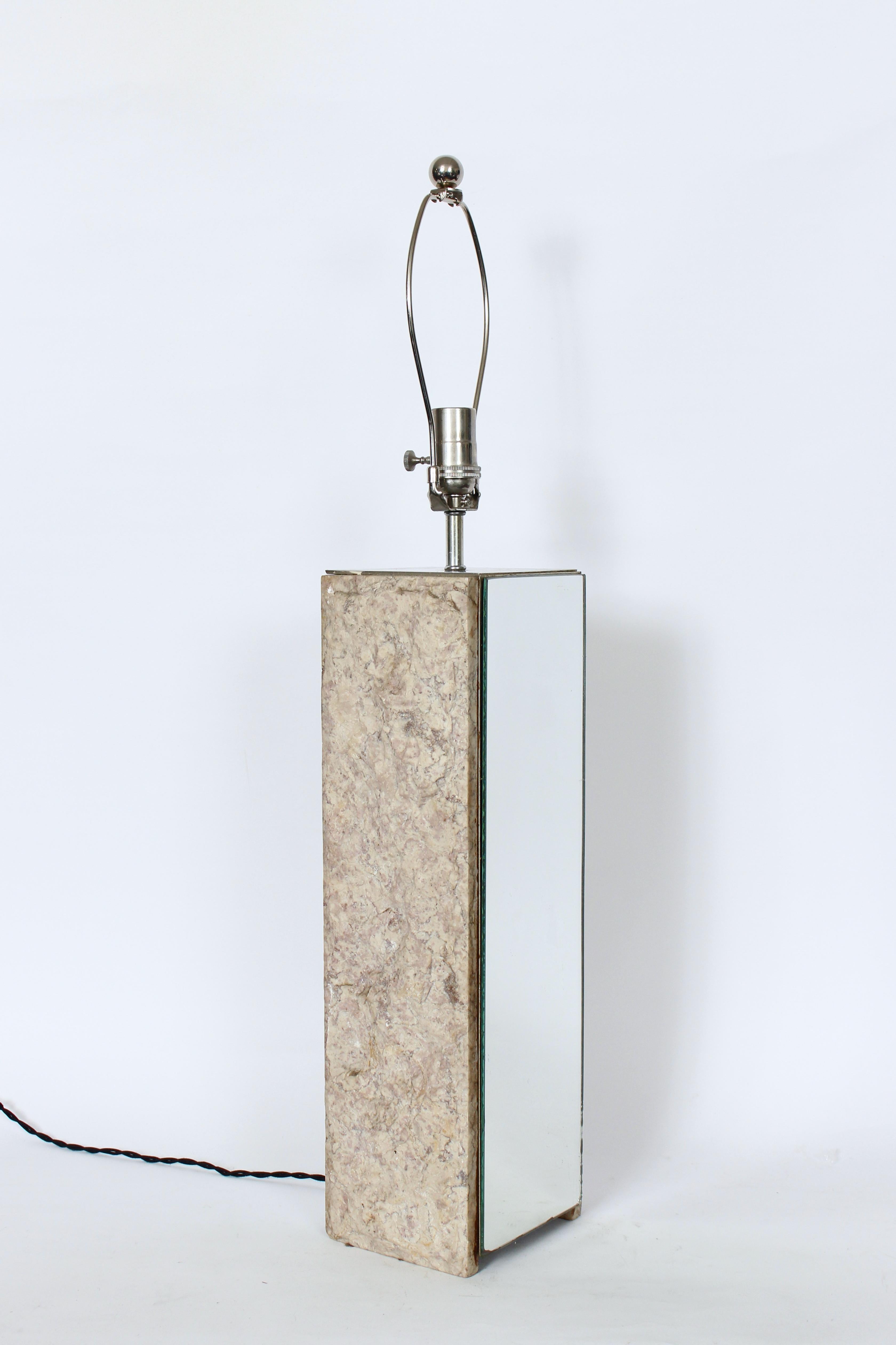 Substantial Laurel Lamp Co. Travertine and Mirror Table Lamp, 1960s For Sale 2