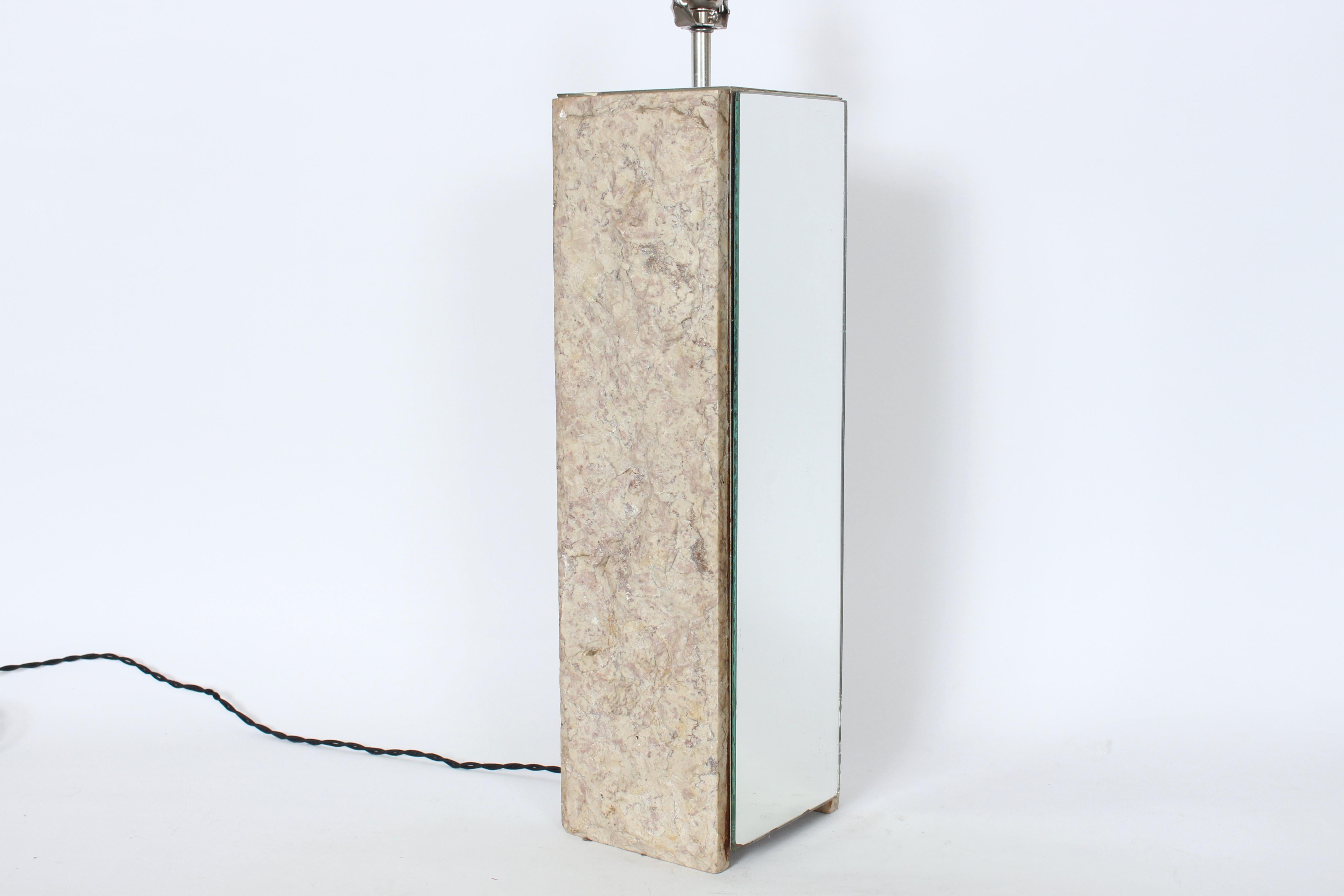 Substantial Laurel Lamp Co. Travertine and Mirror Table Lamp, 1960s For Sale 3
