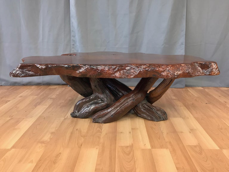 Substantial Live Edge California Redwood Burl Coffee Table, 1970s at