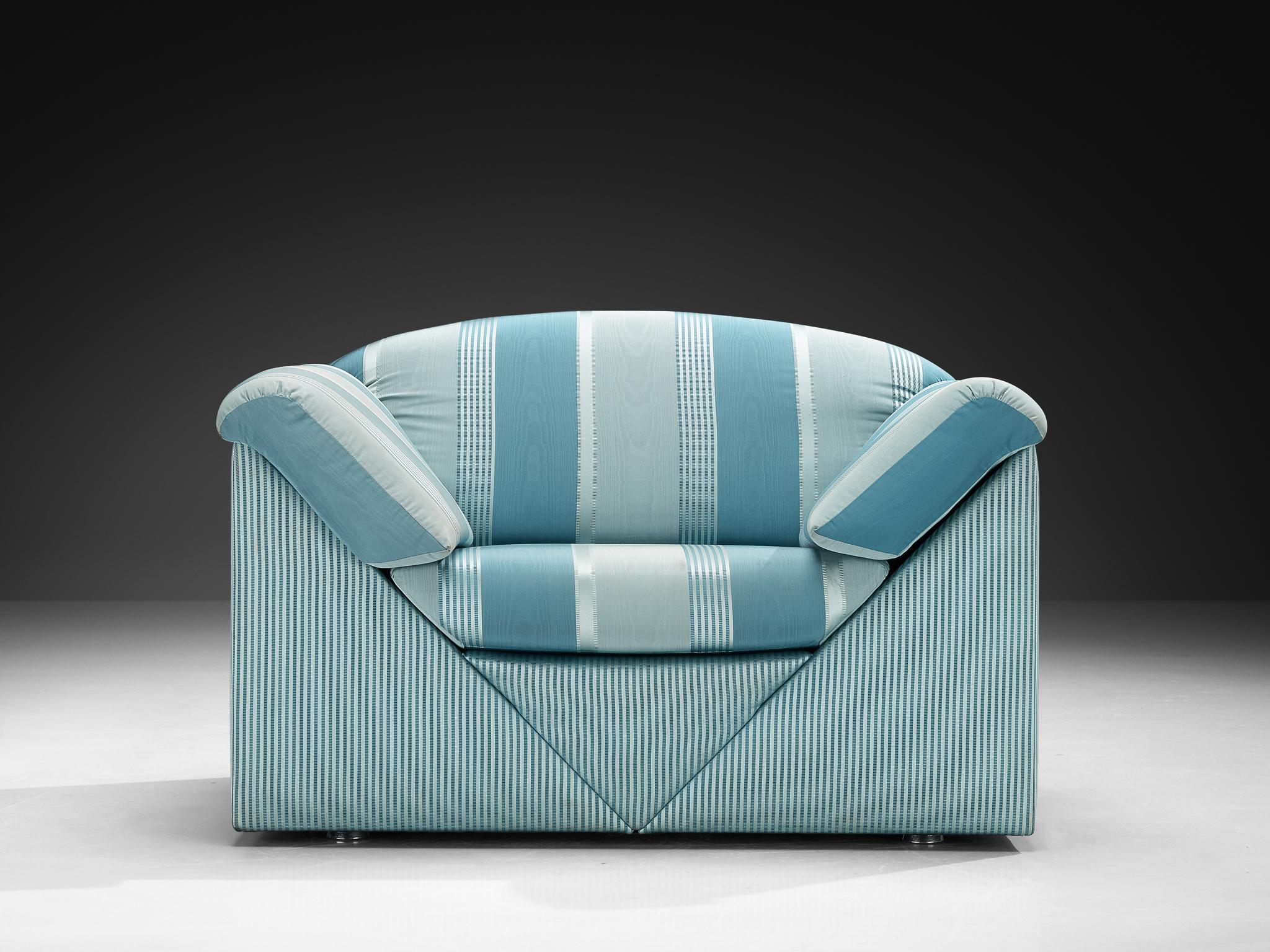 Européen Substantielle chaise longue à rayures délicates vertes et bleues en vente