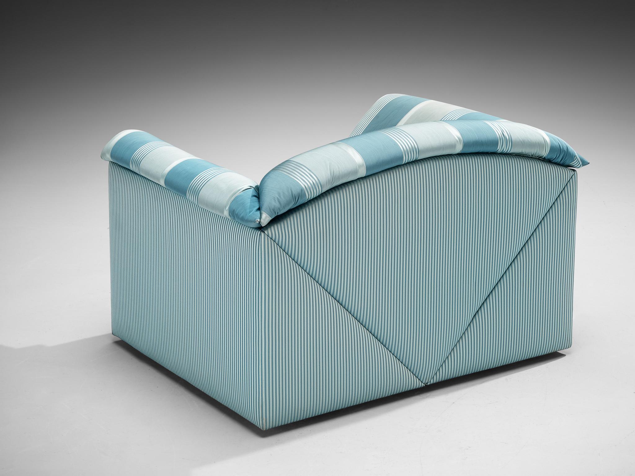 Substantielles chaises longues à revêtement délicat rayé vert bleu en vente 2