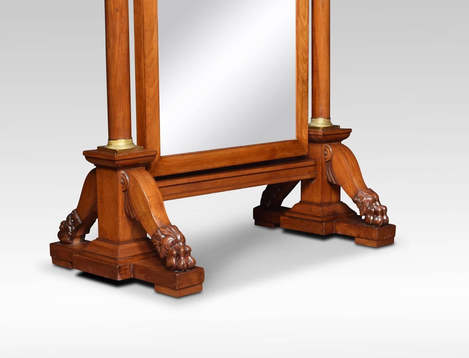 French Substantial Mahogany Empire Cheval Mirror For Sale