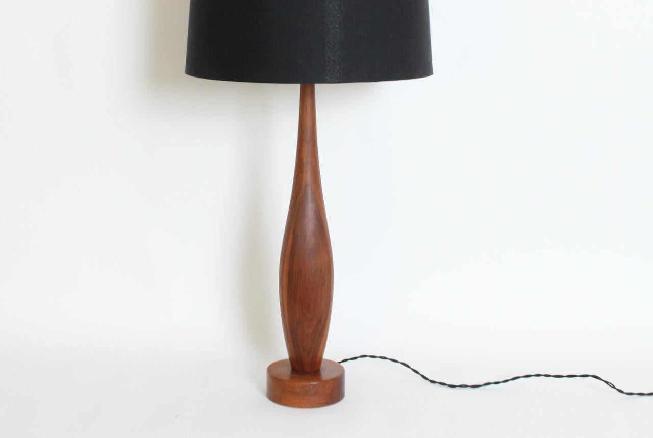 Substantial Mel Smilow Attributed Staved Solid Walnut Table Lamp, circa 1960 In Good Condition For Sale In Bainbridge, NY