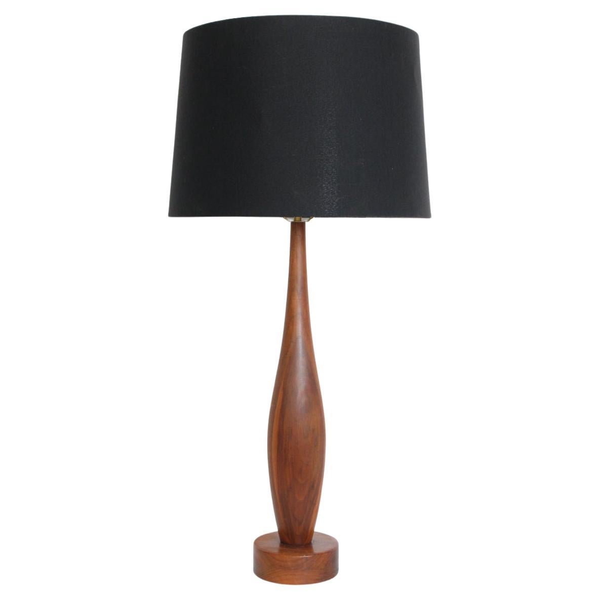 Substantial Mel Smilow Attributed Staved Solid Walnut Table Lamp, circa 1960 For Sale