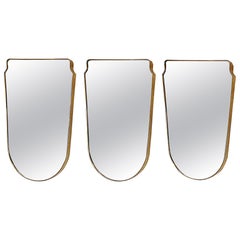 Substantial Mid-20th Century European Brass Shield Mirror, Only One remaining