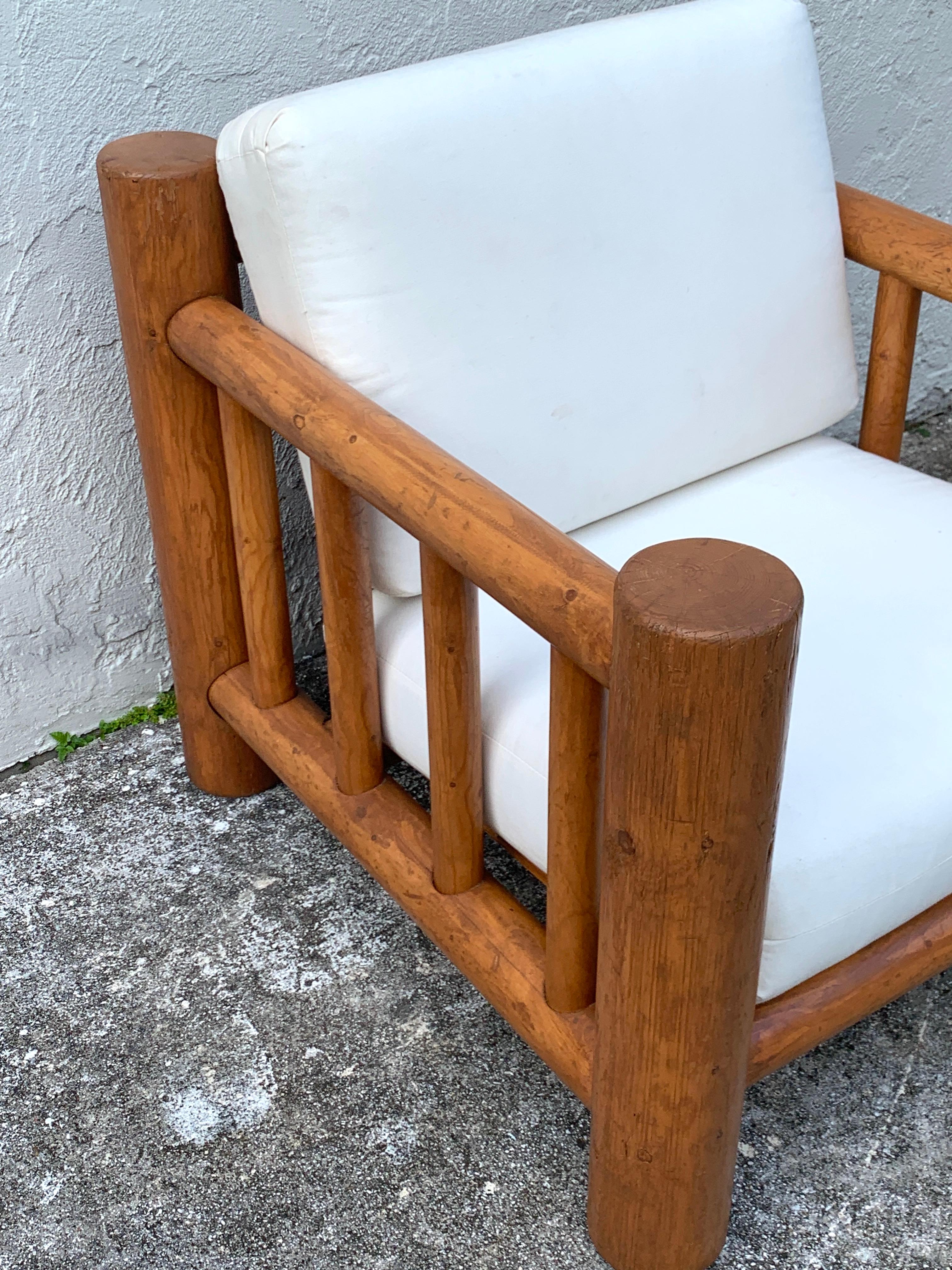 Substantial Midcentury Dowel Lounge Chair and Ottoman For Sale 4