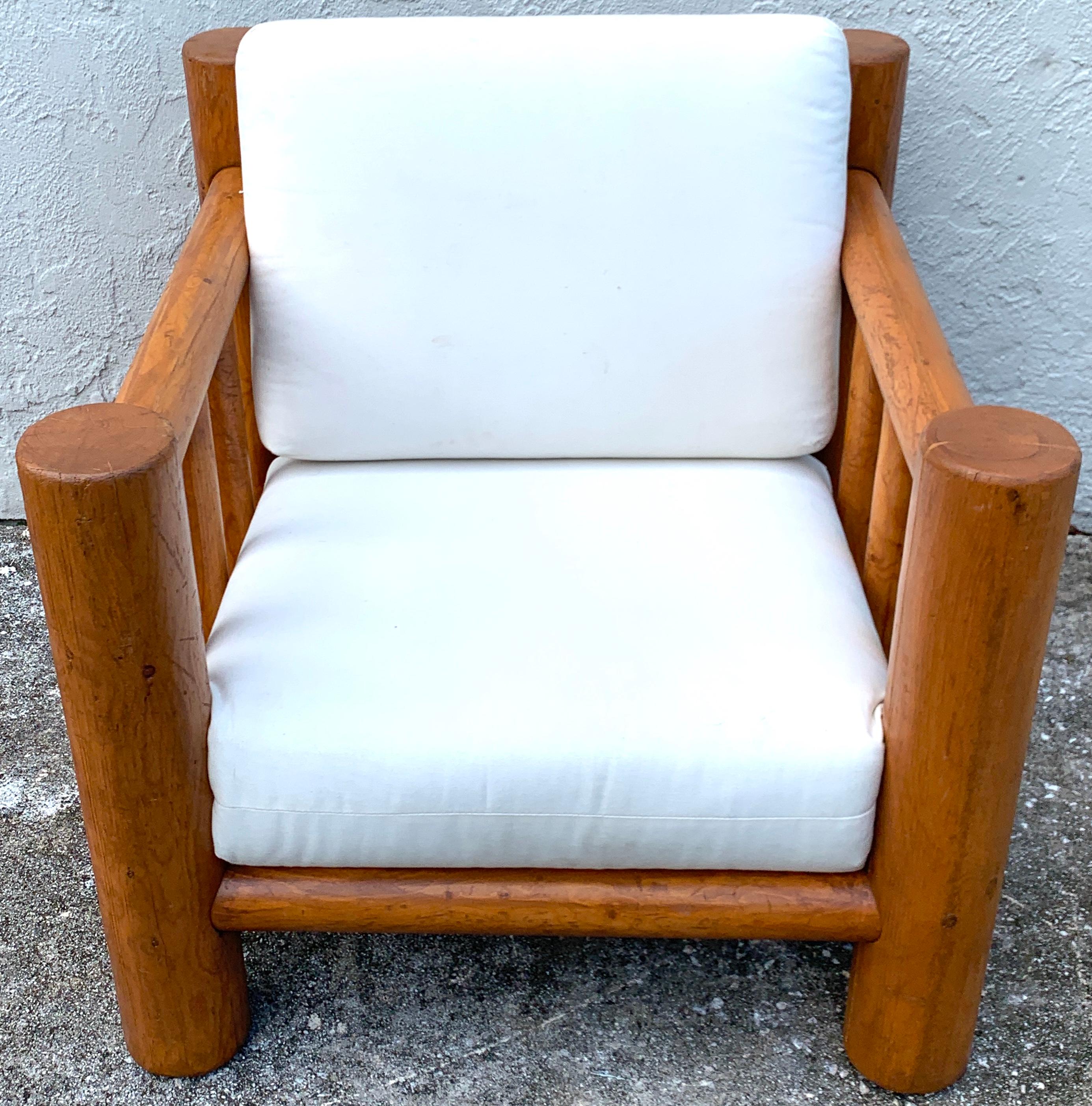Substantial Midcentury Dowel Lounge Chair and Ottoman For Sale 6