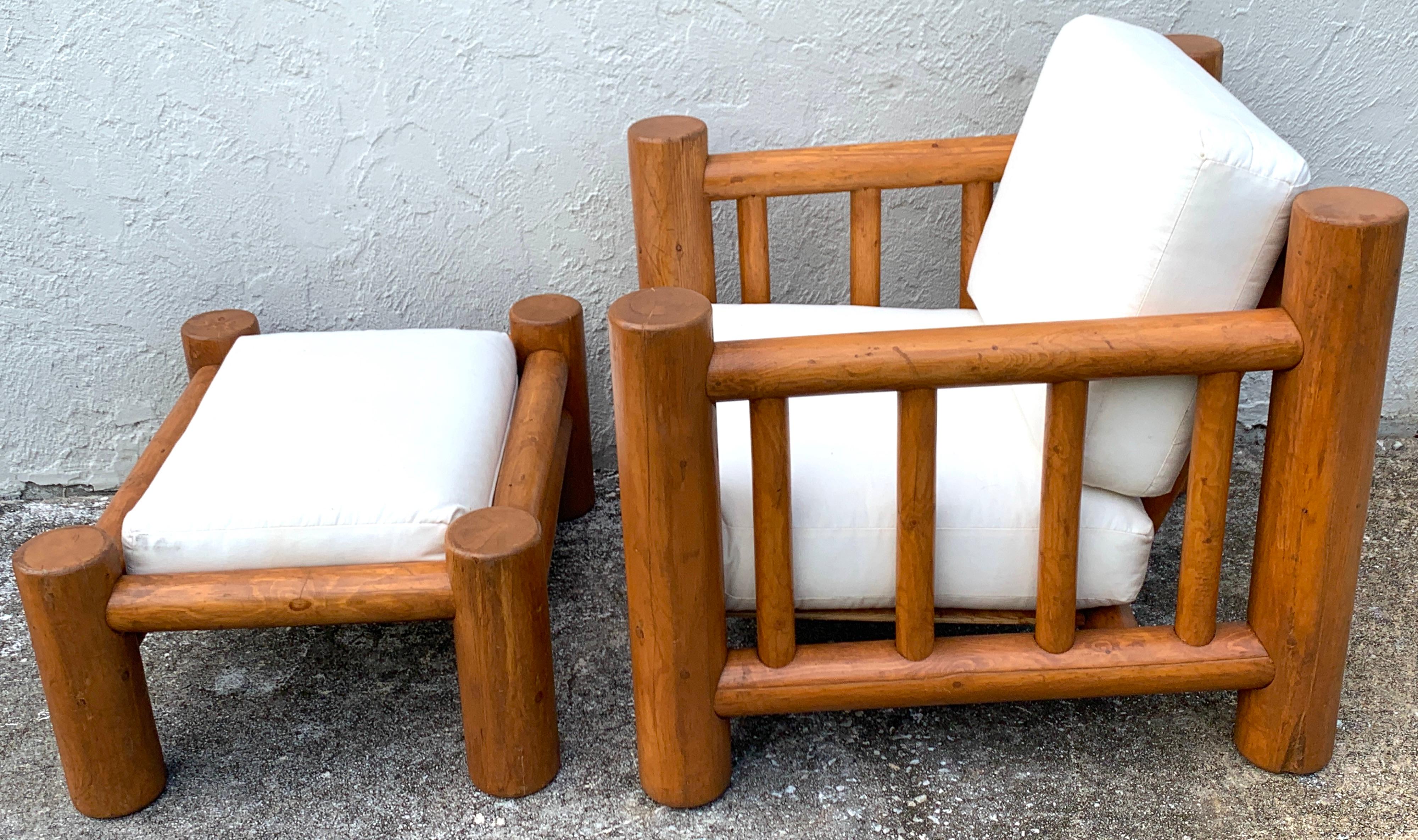 Substantial Midcentury Dowel Lounge Chair and Ottoman In Good Condition For Sale In West Palm Beach, FL