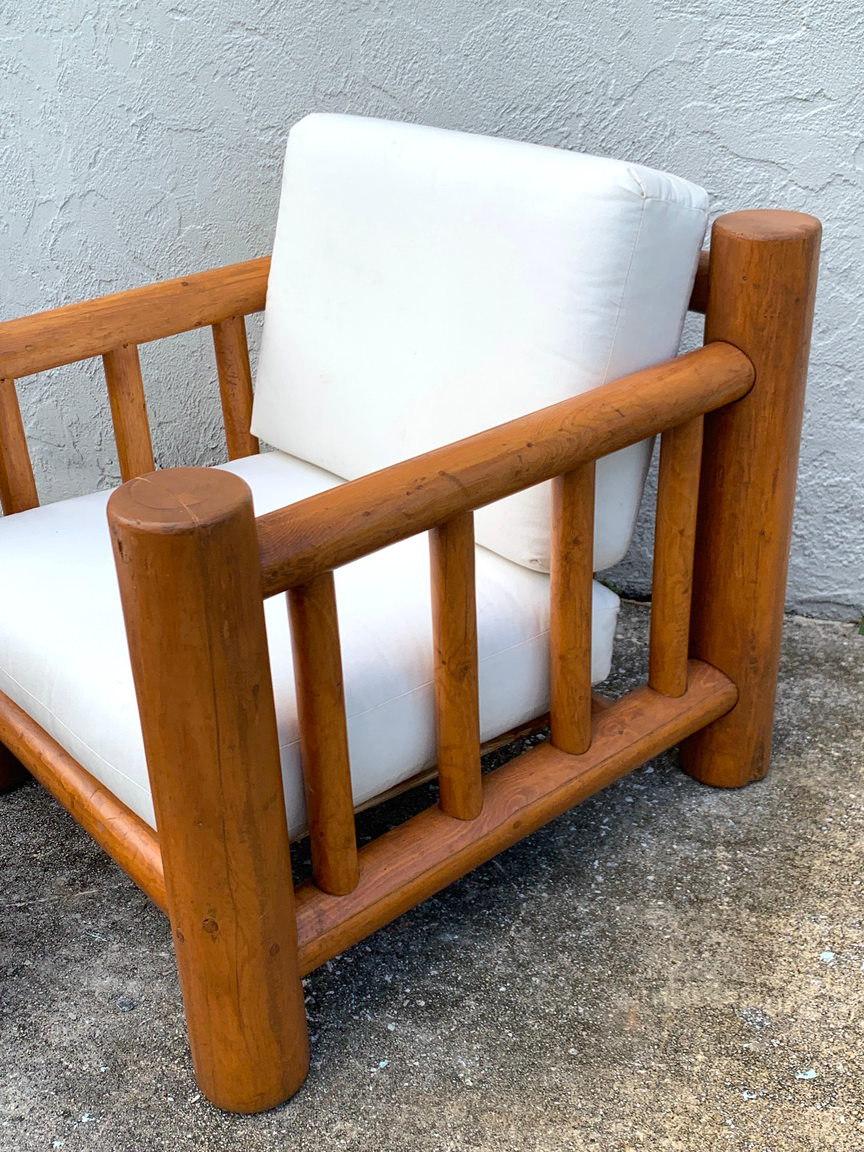 20th Century Substantial Midcentury Dowel Lounge Chair and Ottoman For Sale