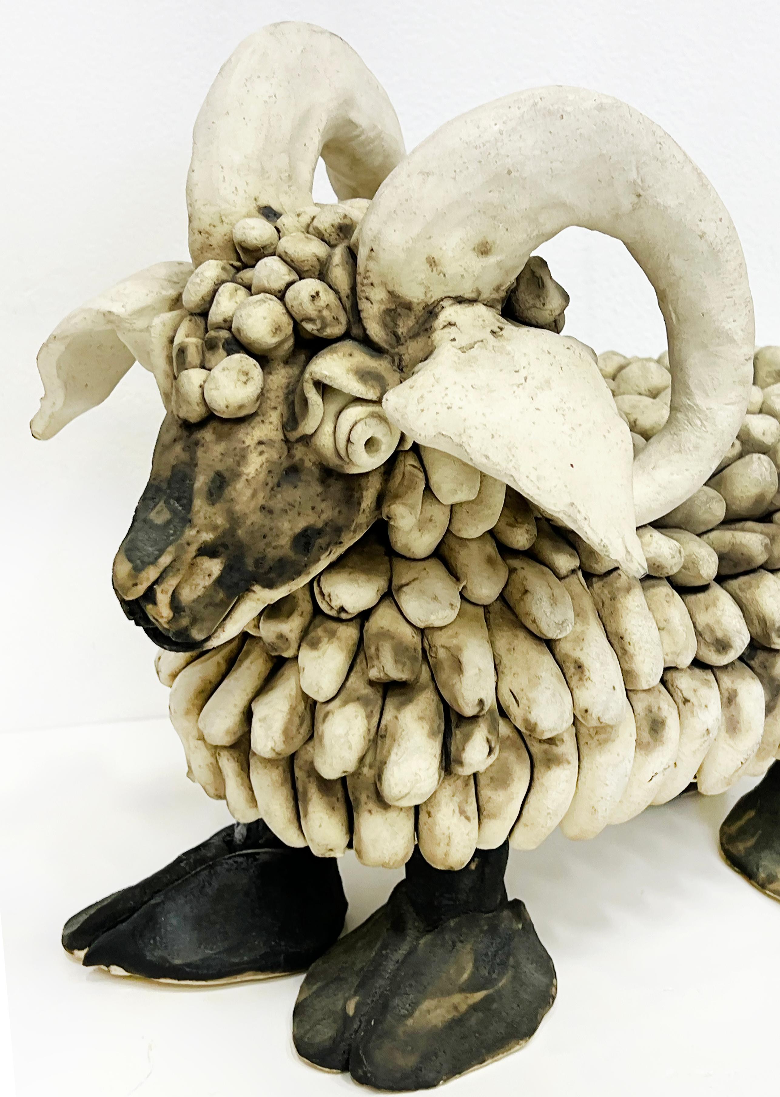 Mid-Century Modern Substantial Mid-century Modern Pottery Ram Sculpture