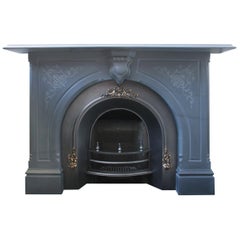 Substantial Mid Victorian 19th Century Carved Slate Fire Surround