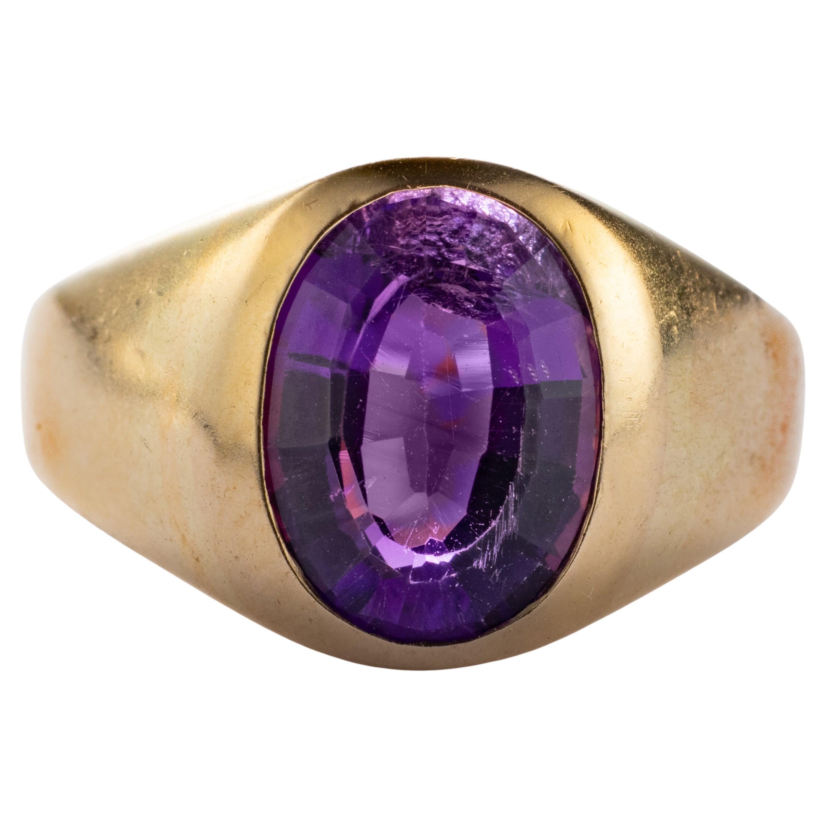 Substantial Midcentury Amethyst Ring For Sale