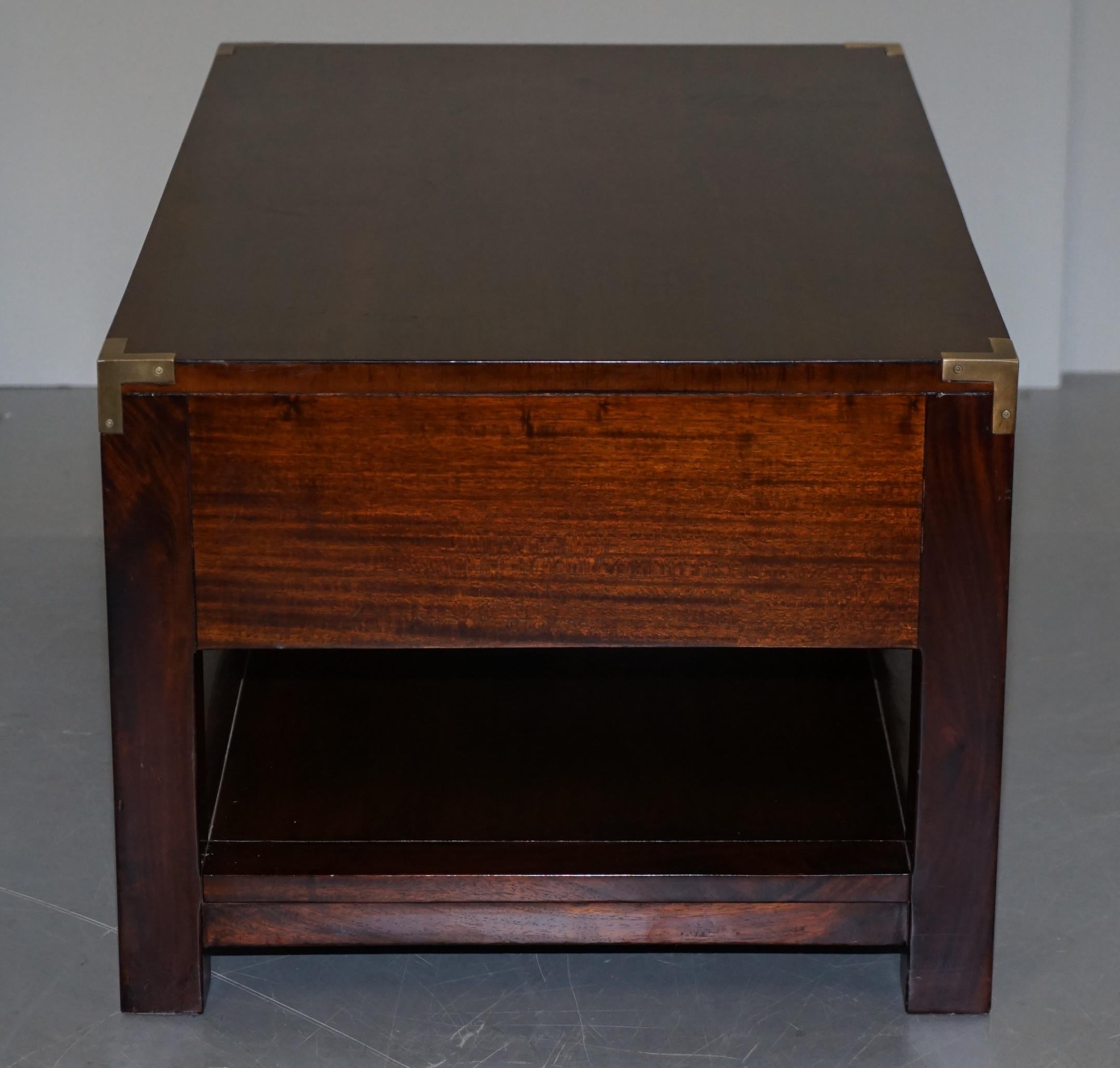 Substantial Military Campaign Style Hardwood and Brass Coffee Table with Drawers 1