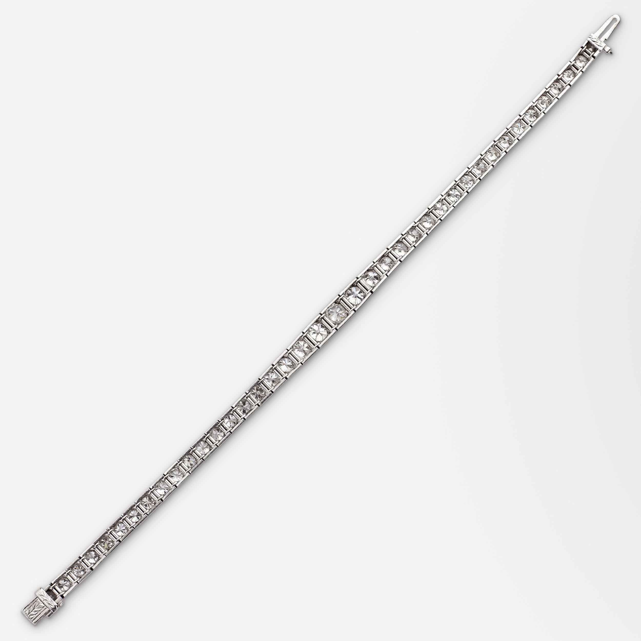 Art déco Bracelet de tennis en diamants anciens taillés en Europe en vente