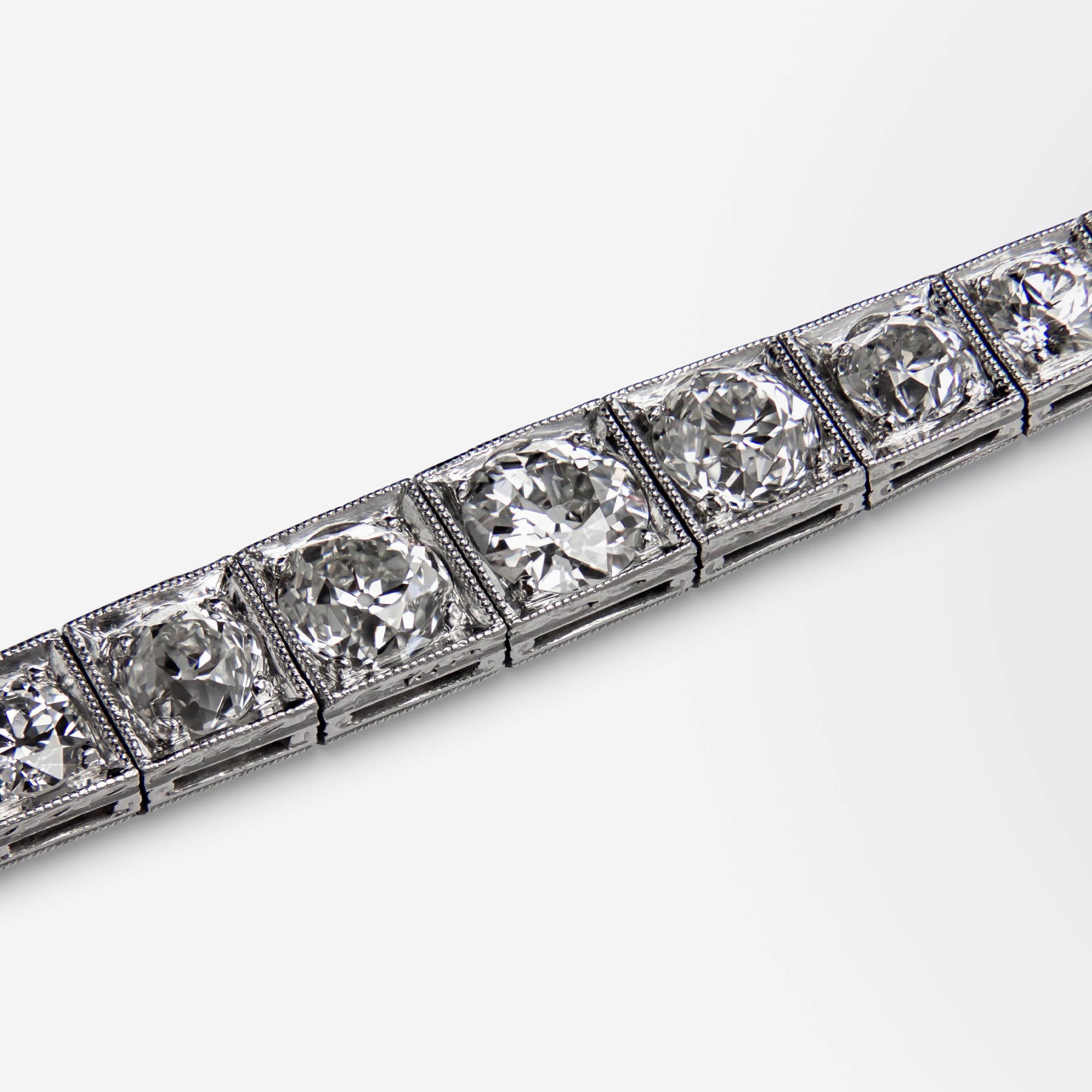Taille vieille Europe Bracelet de tennis en diamants anciens taillés en Europe en vente