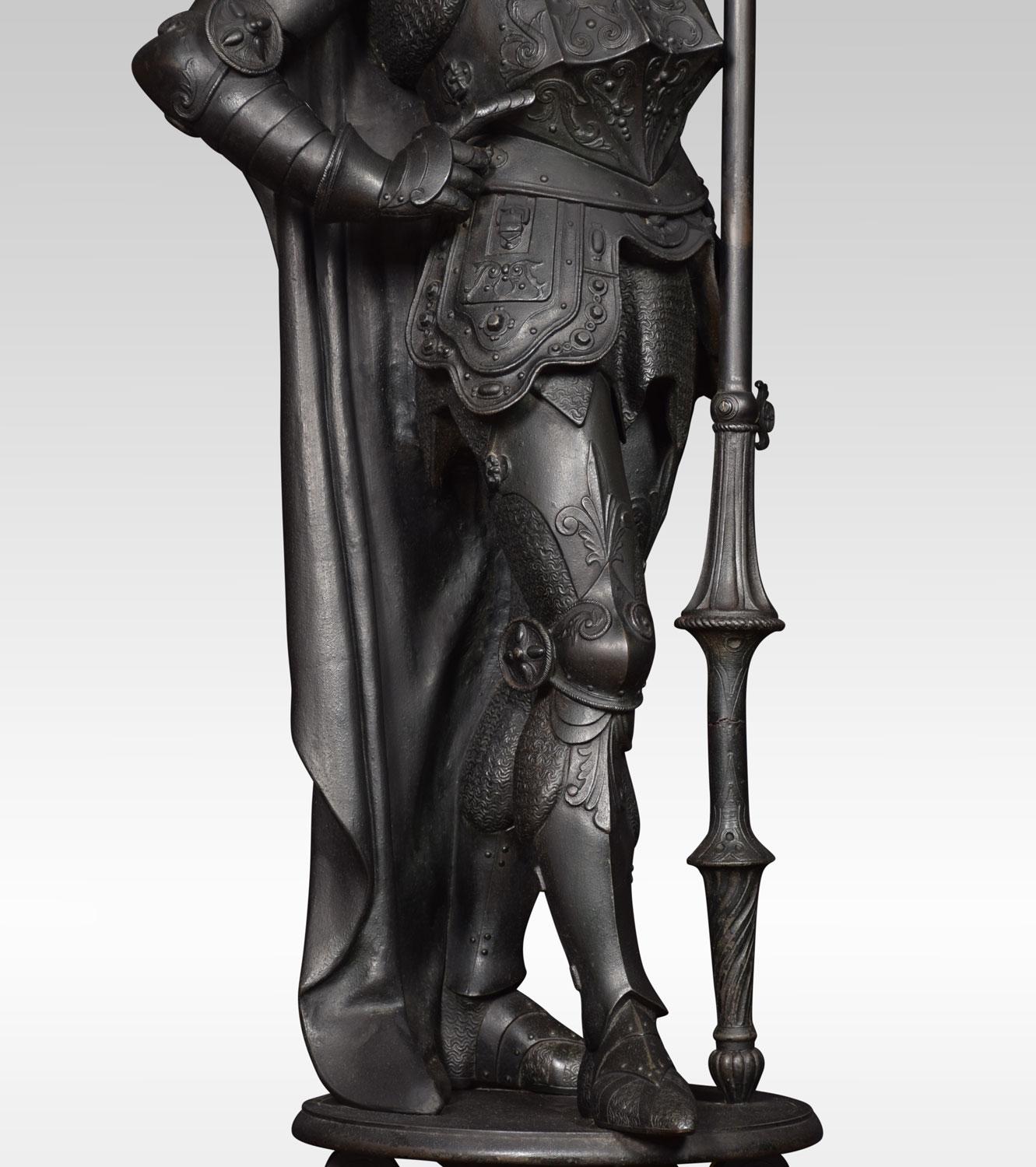 Substantial Pair of 19th Century Cast Iron Figures of Knights 6