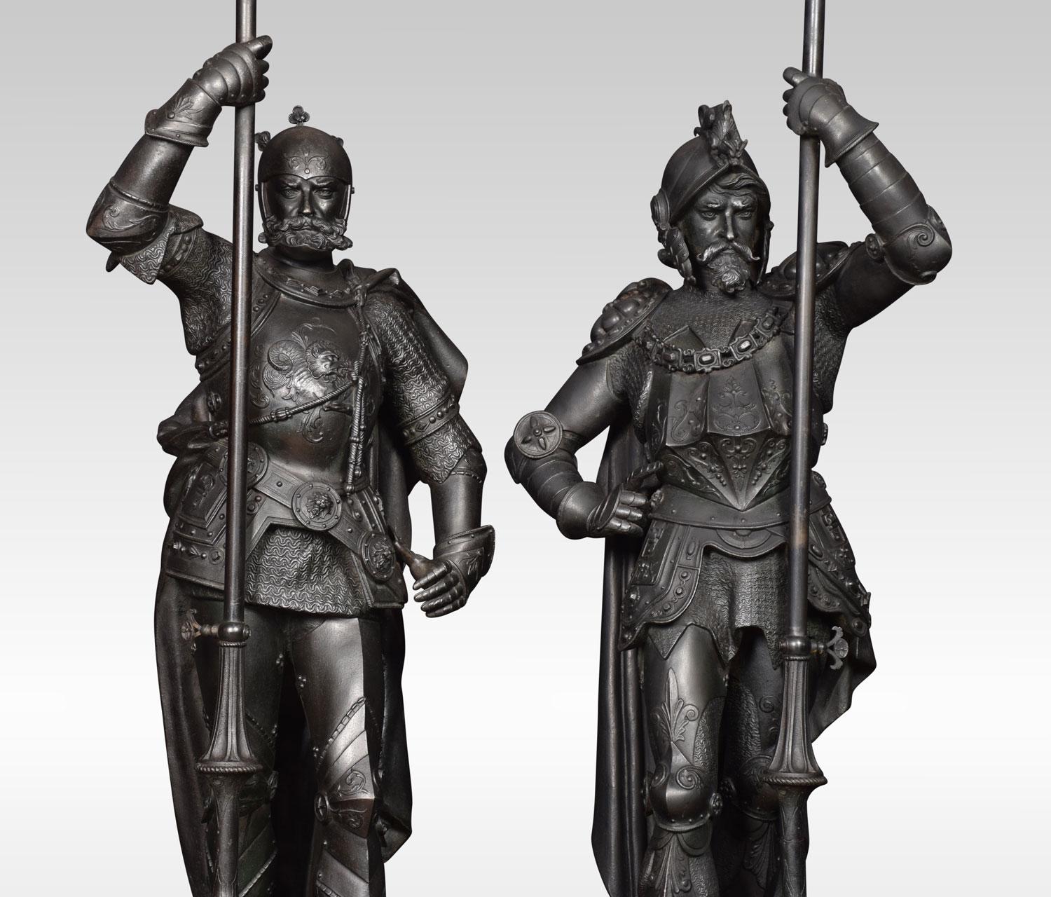 Substantial Pair of 19th Century Cast Iron Figures of Knights In Excellent Condition In Cheshire, GB