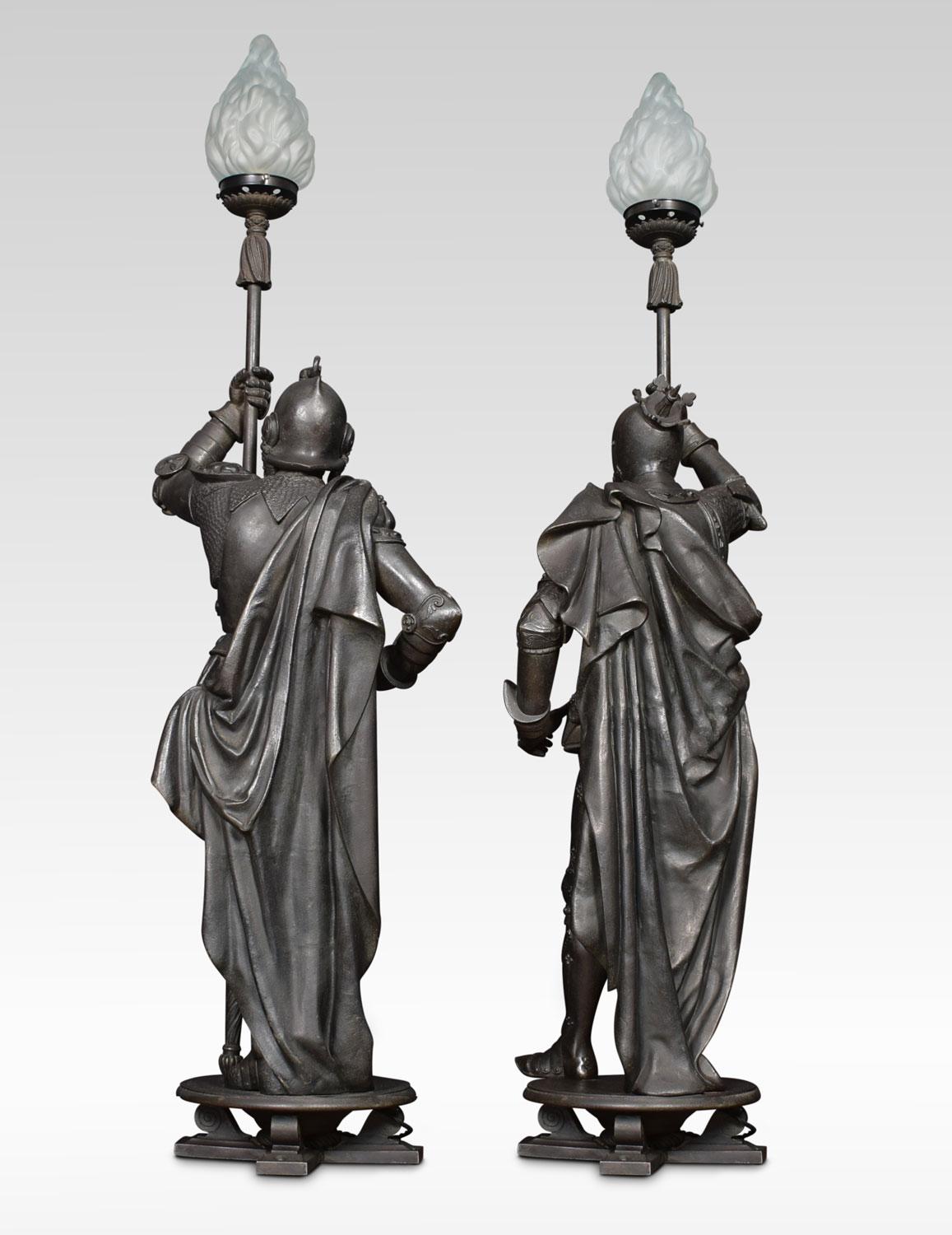 Substantial Pair of 19th Century Cast Iron Figures of Knights 4