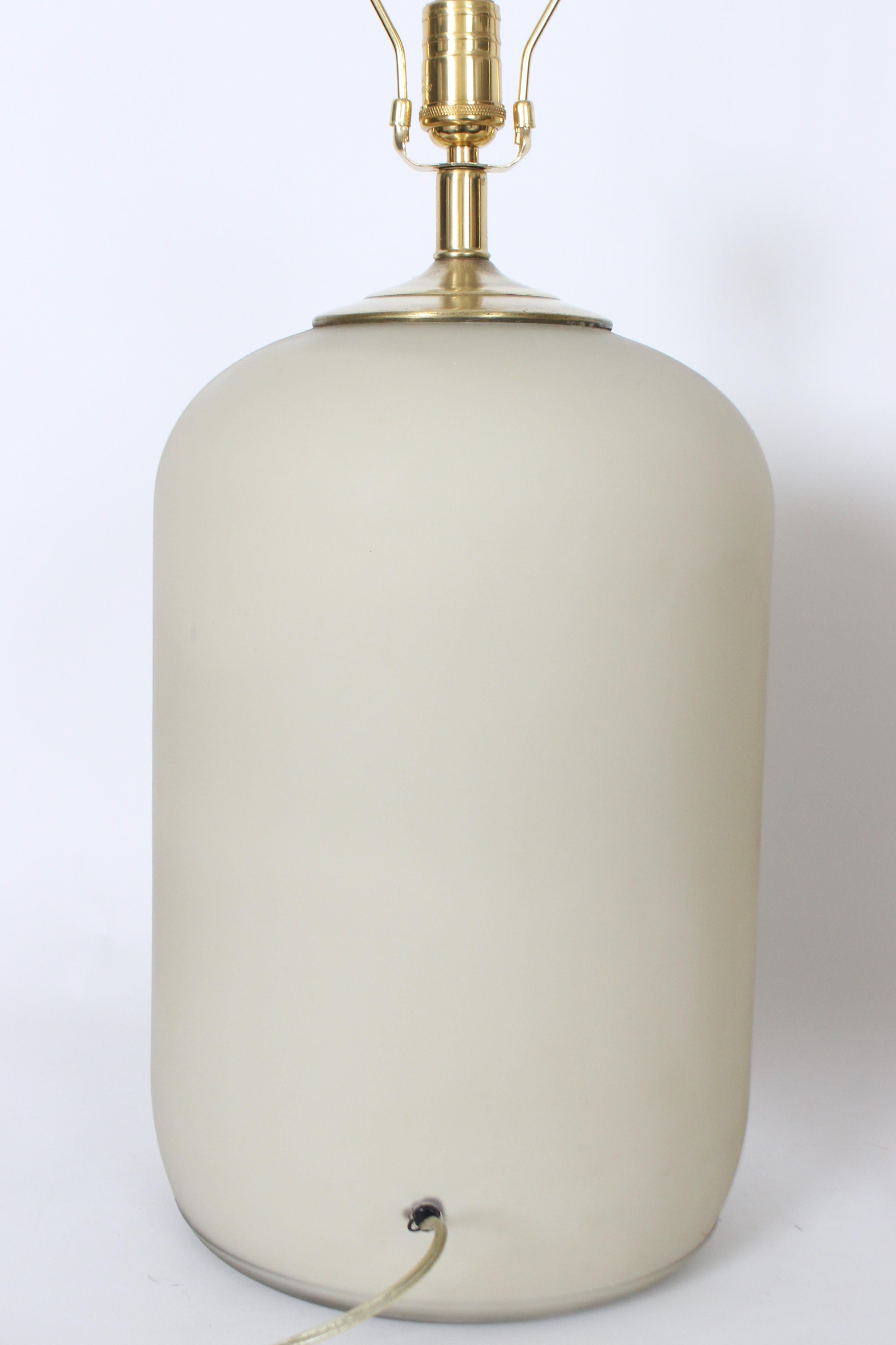 Sustancial Pareja de Lámparas de Mesa de Vidrio Esmerilado de Color Topo Pálido, Años 80 en venta 2