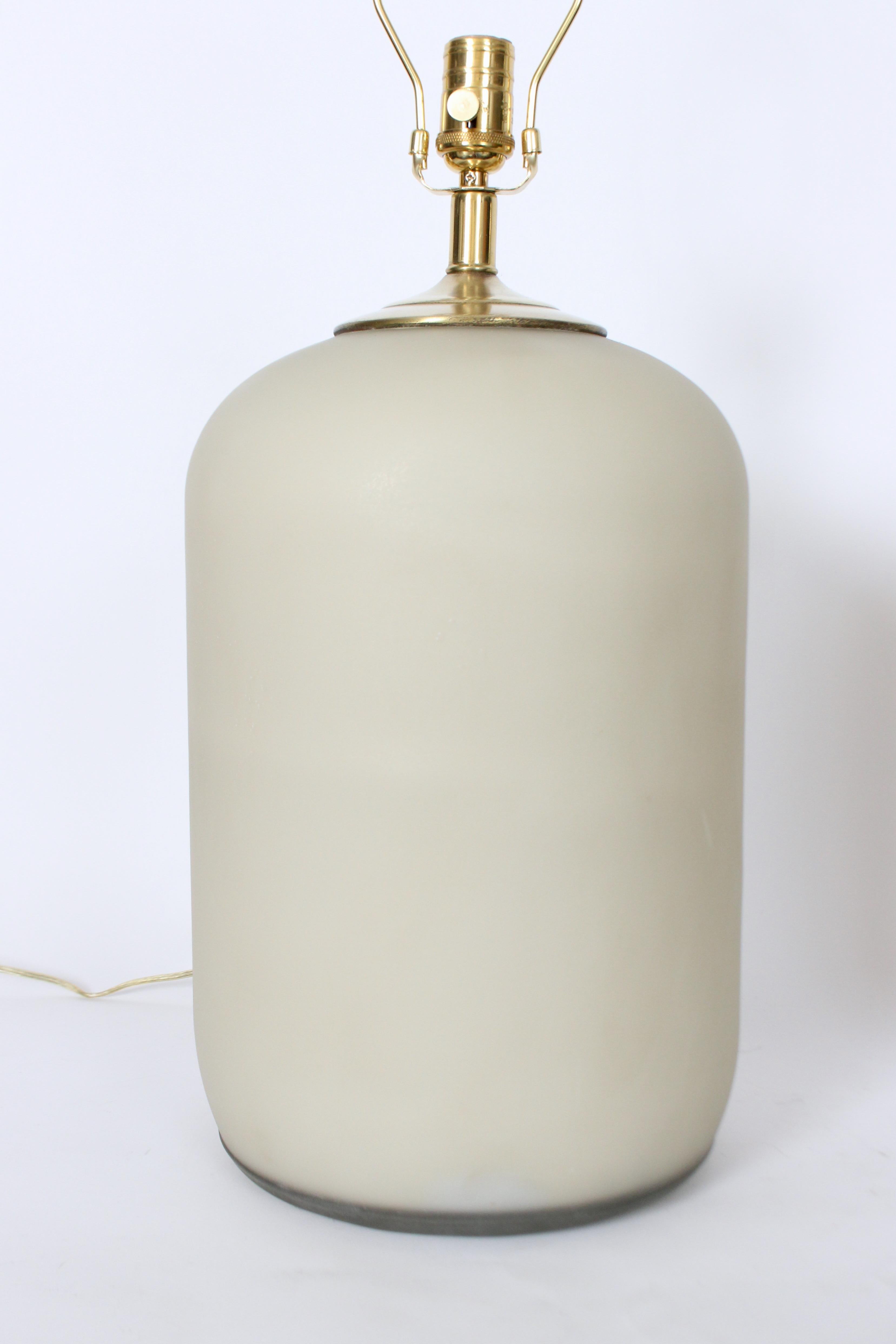 Sustancial Pareja de Lámparas de Mesa de Vidrio Esmerilado de Color Topo Pálido, Años 80 en venta 1