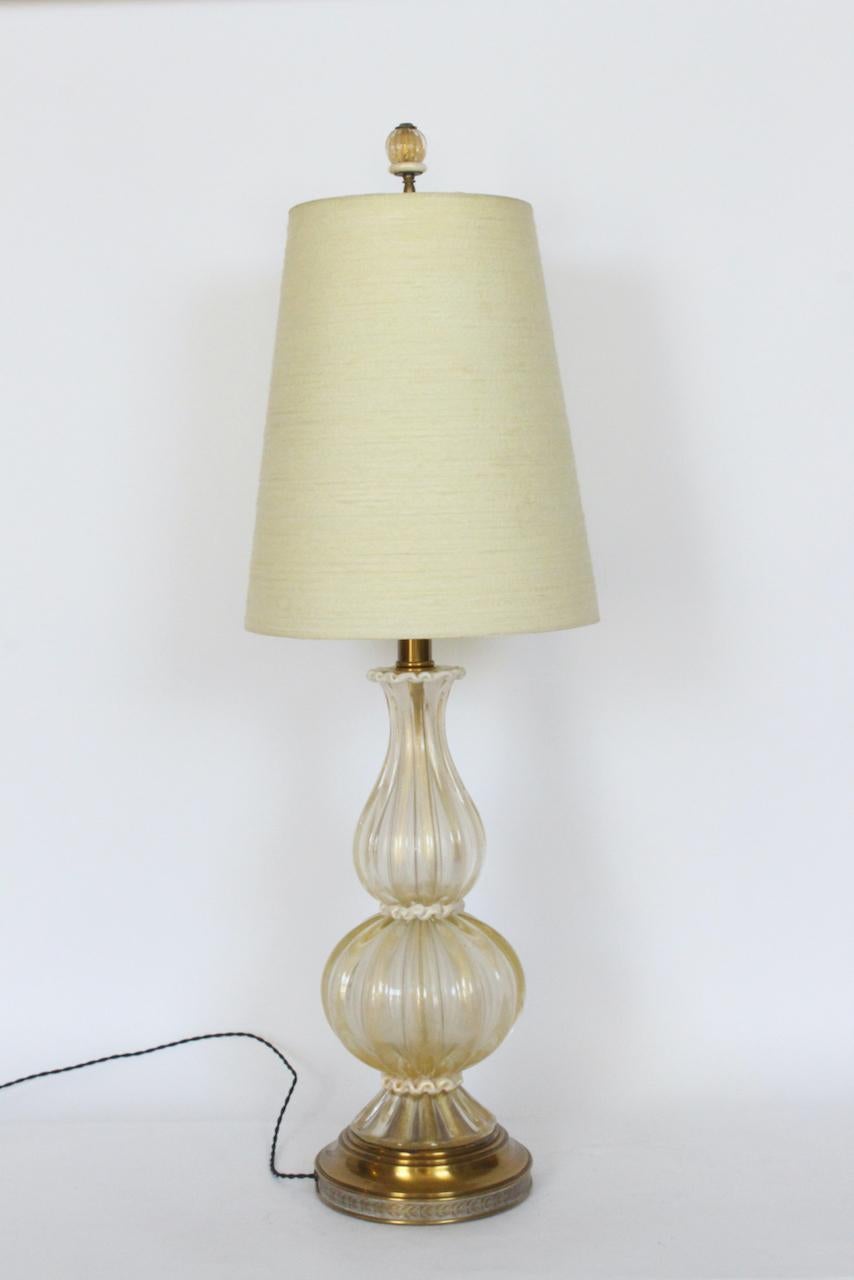 Substantial Paul Hanson White & Gold Murano Glass Table Lamp, 1960's For Sale 11