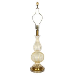 Retro Substantial Paul Hanson White & Gold Murano Glass Table Lamp, 1960's