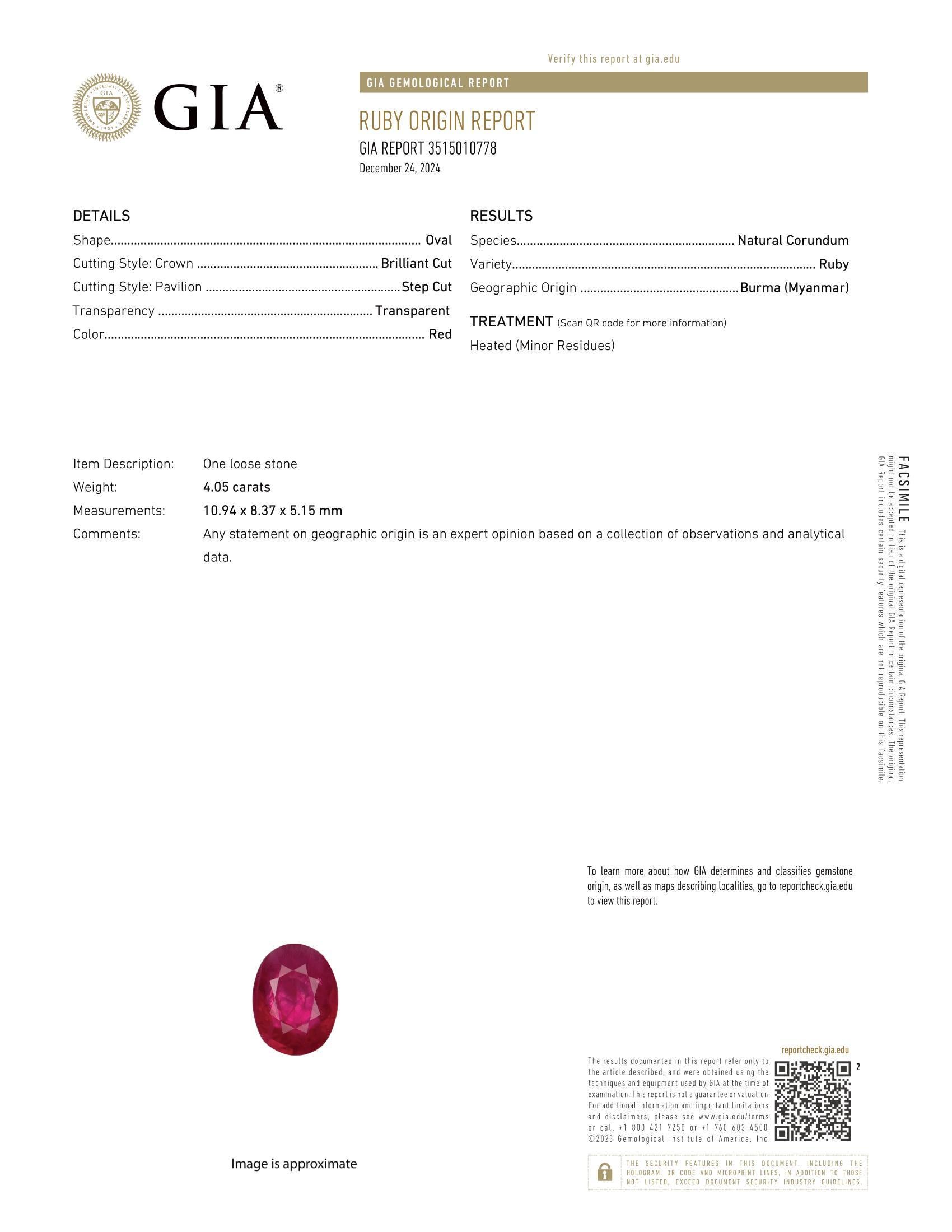 Substantial Platinum 6.45ctw GIA Large Oval Burma Ruby w/ Diamond Halo Ring in vendita 10