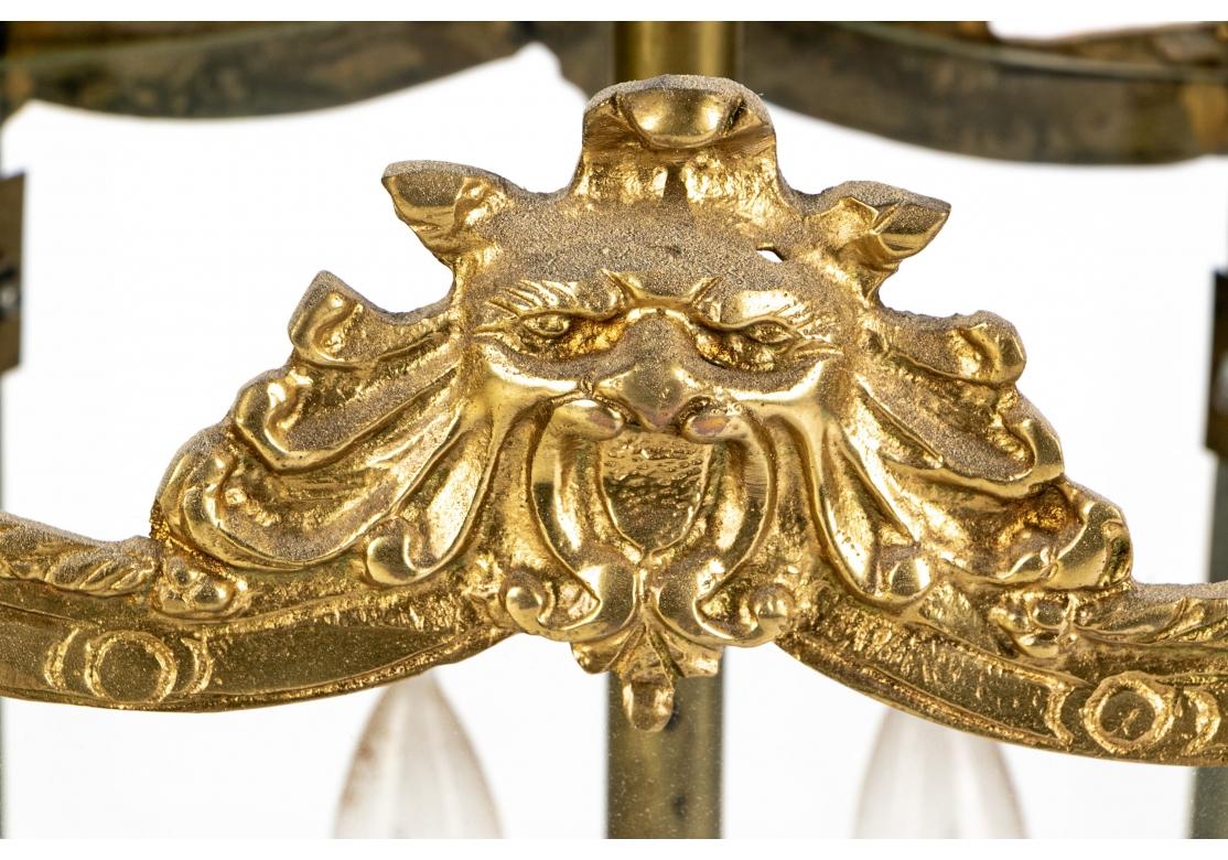 Substantial Polished Brass 4 Light Etched Glass Lantern For Sale 9