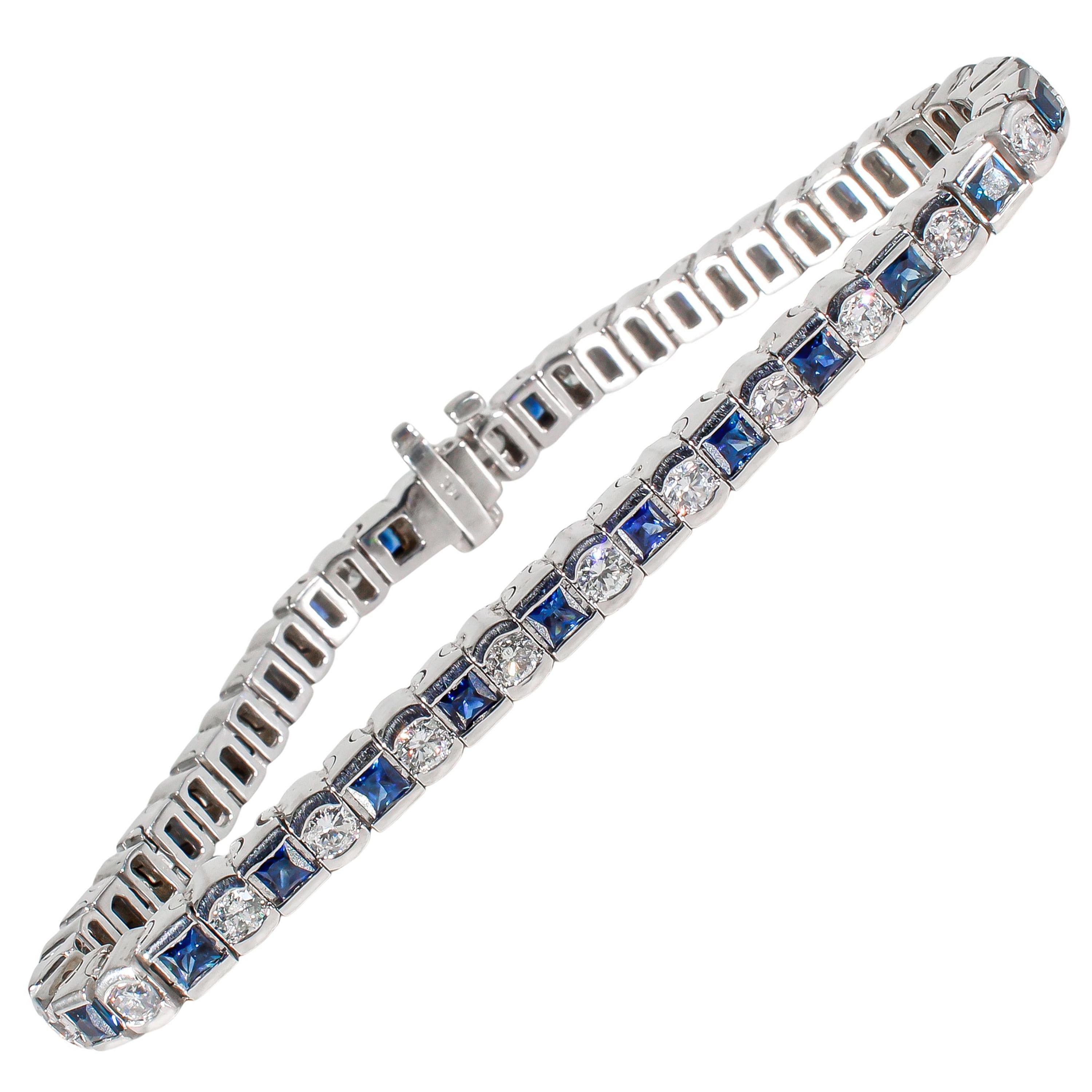 Substantial Sapphire and Diamond Tennis Bracelet at 1stDibs