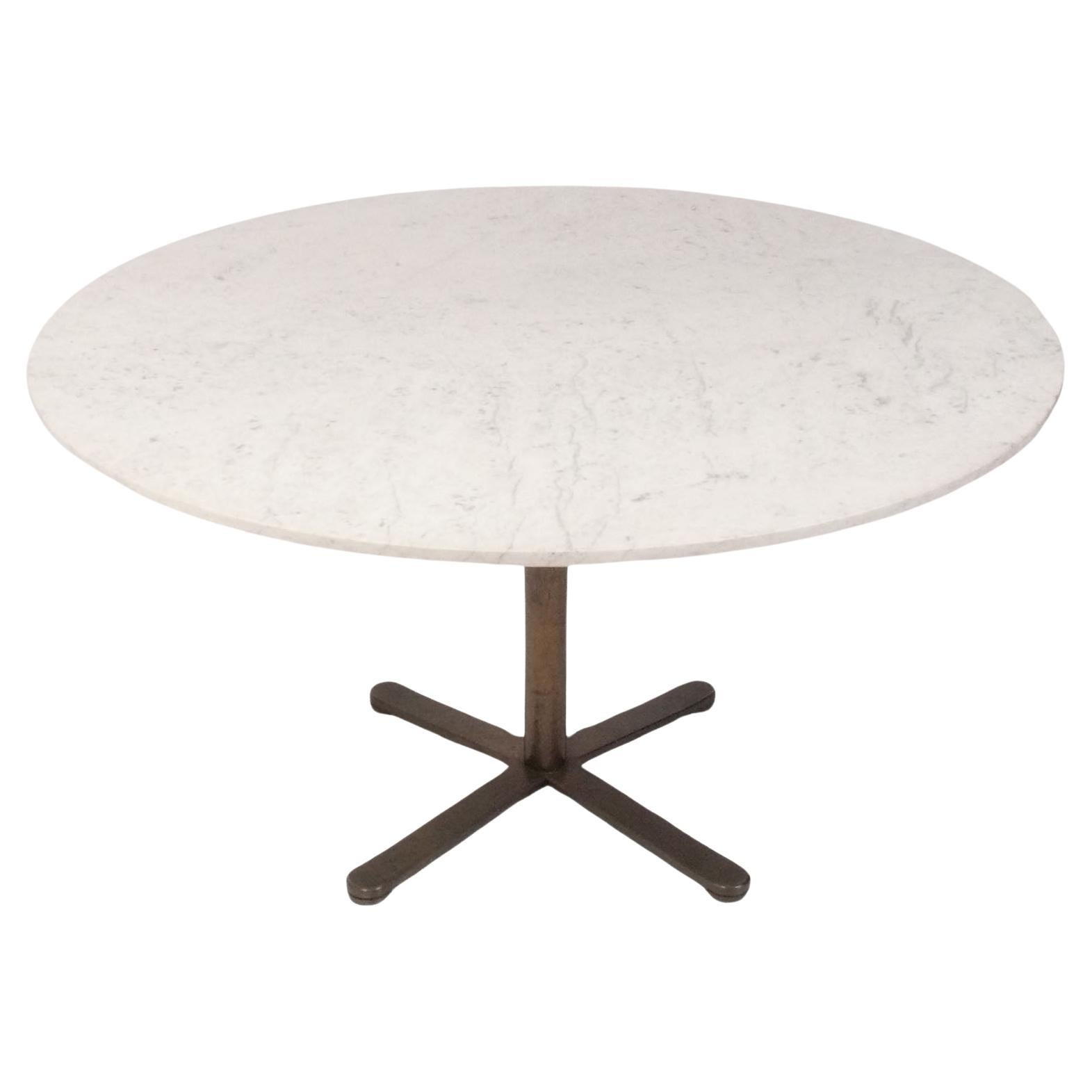 Mesa de comedor maciza de bronce y mármol de Nicos Zographos