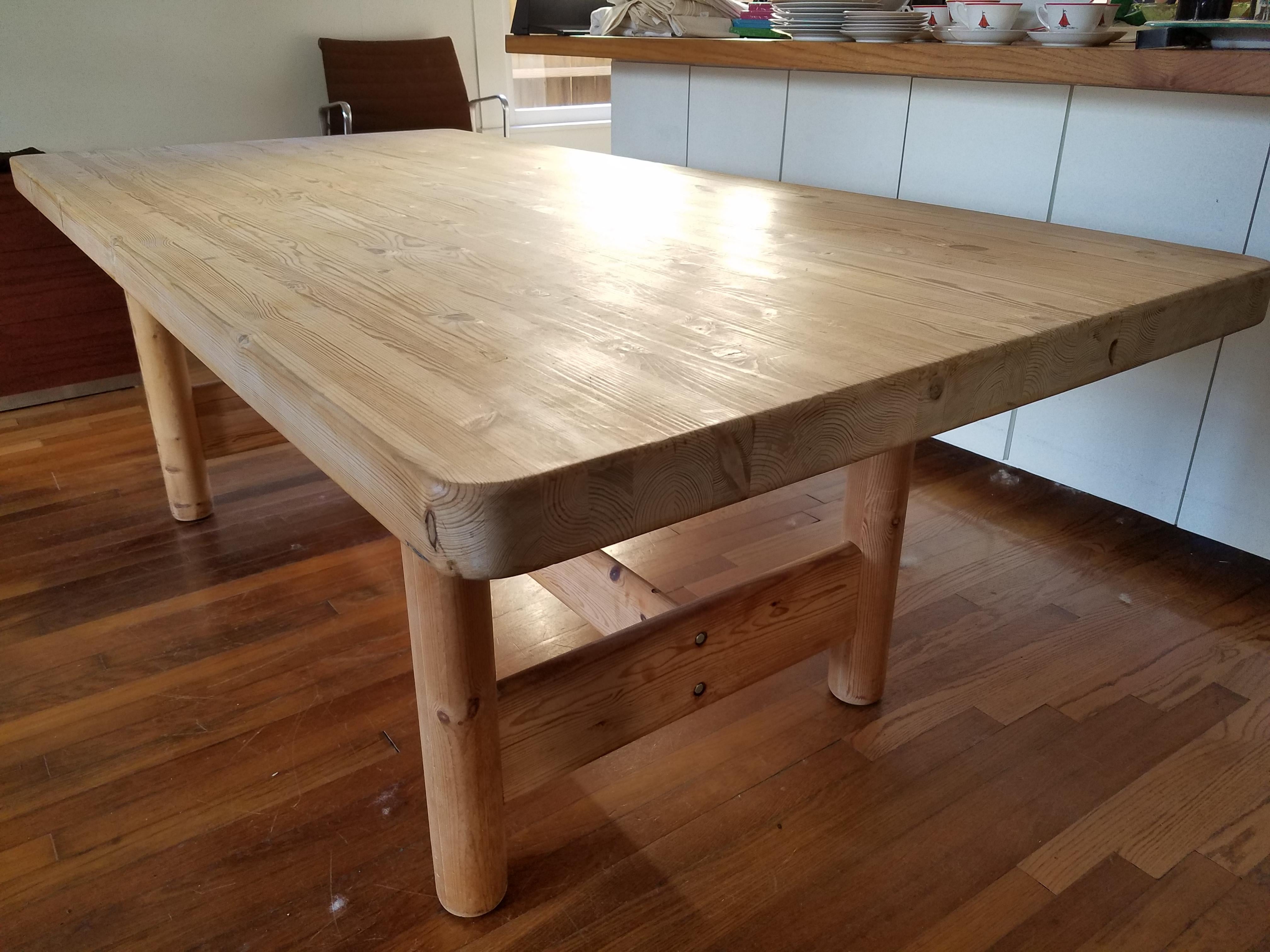 Substantial Solid Scandinavian Pine Butcher Block Dining Table 4