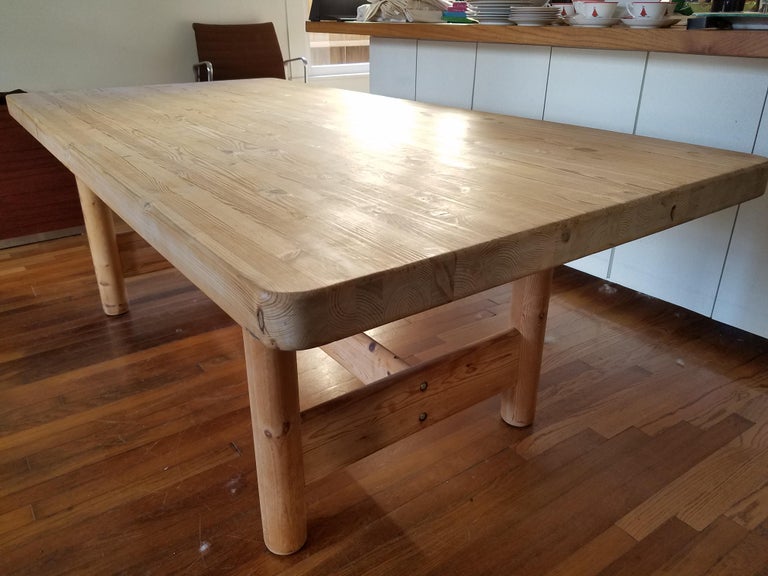 Substantial Solid Scandinavian Pine Butcher Block Dining Table At 1stdibs