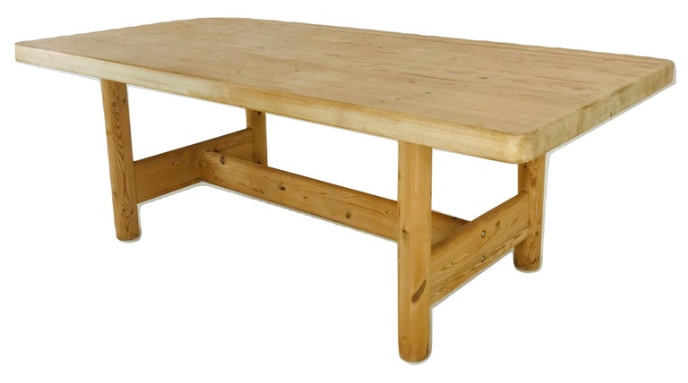Substantial Solid Scandinavian Pine Butcher Block Dining Table at 1stDibs | extendable butcher ...