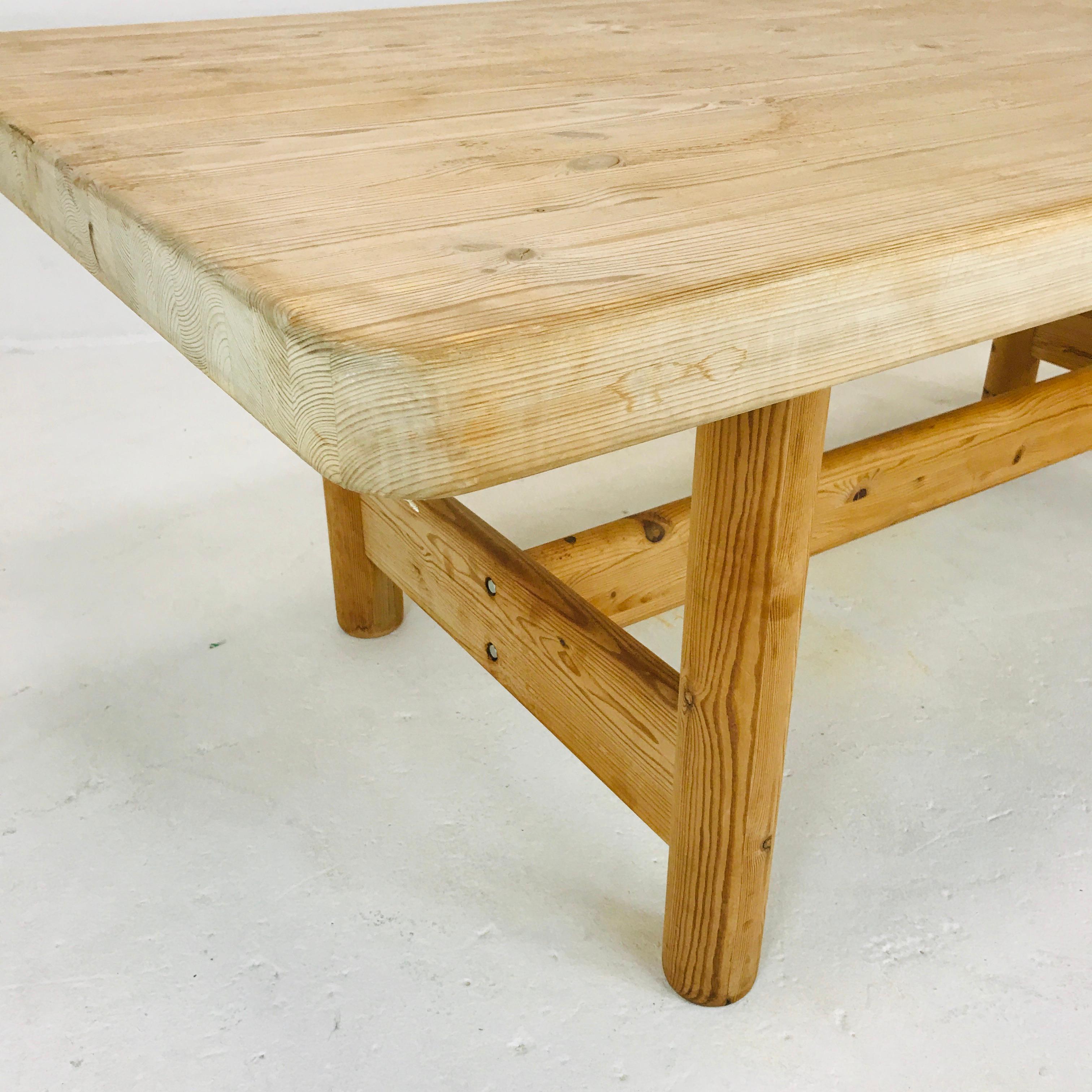 Substantial Solid Scandinavian Pine Butcher Block Dining Table In Fair Condition In Dallas, TX