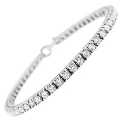 Substantial Square 4-Prong Set Diamond Tennis Bracelet in 18 Karat White Gold