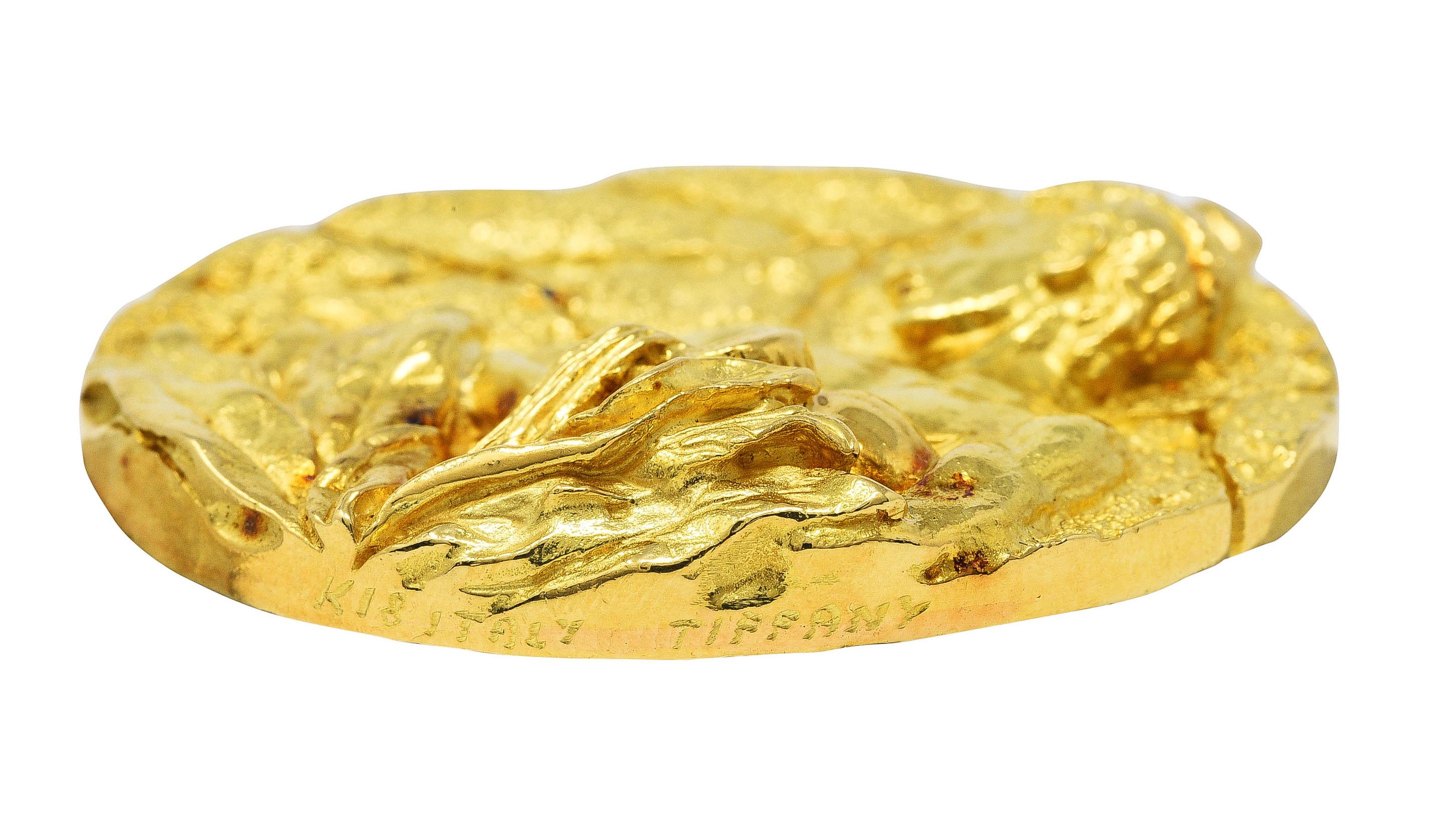 Substantial Tiffany & Co 18 Karat Gold Vintage Aquarius Zodiac Medallion Pendant 1