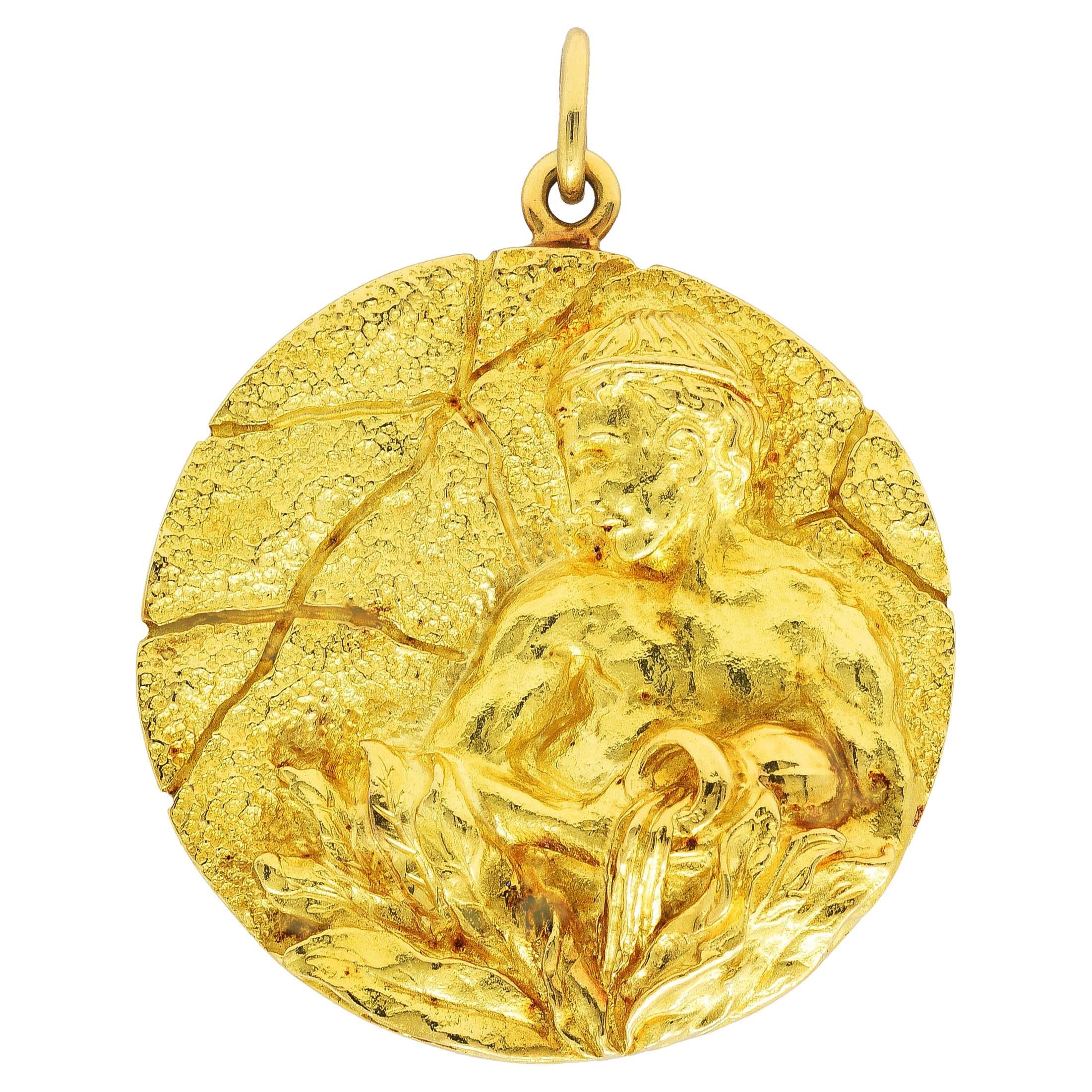 Aquarius 1stDibs tiffany Zodiac tiffany aquarius Gold Co at aquarius Pendant Karat necklace, Medallion Tiffany Substantial pendant, charm 18 vintage enhancer and Vintage |