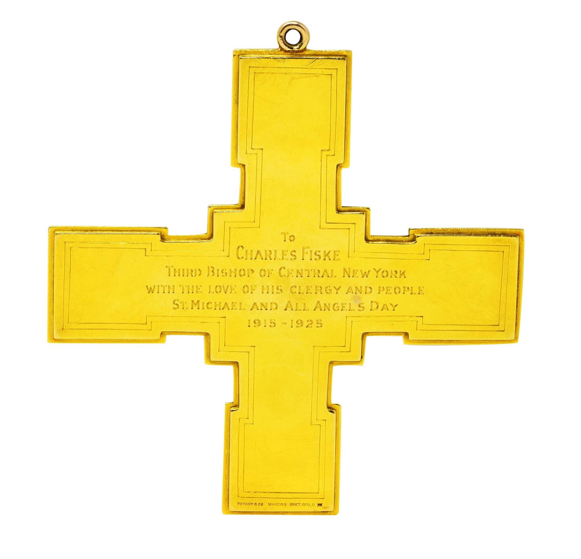 Art Deco Substantial Tiffany & Co. 18 Karat Yellow Gold Evangelist Bishop's Antique Cross