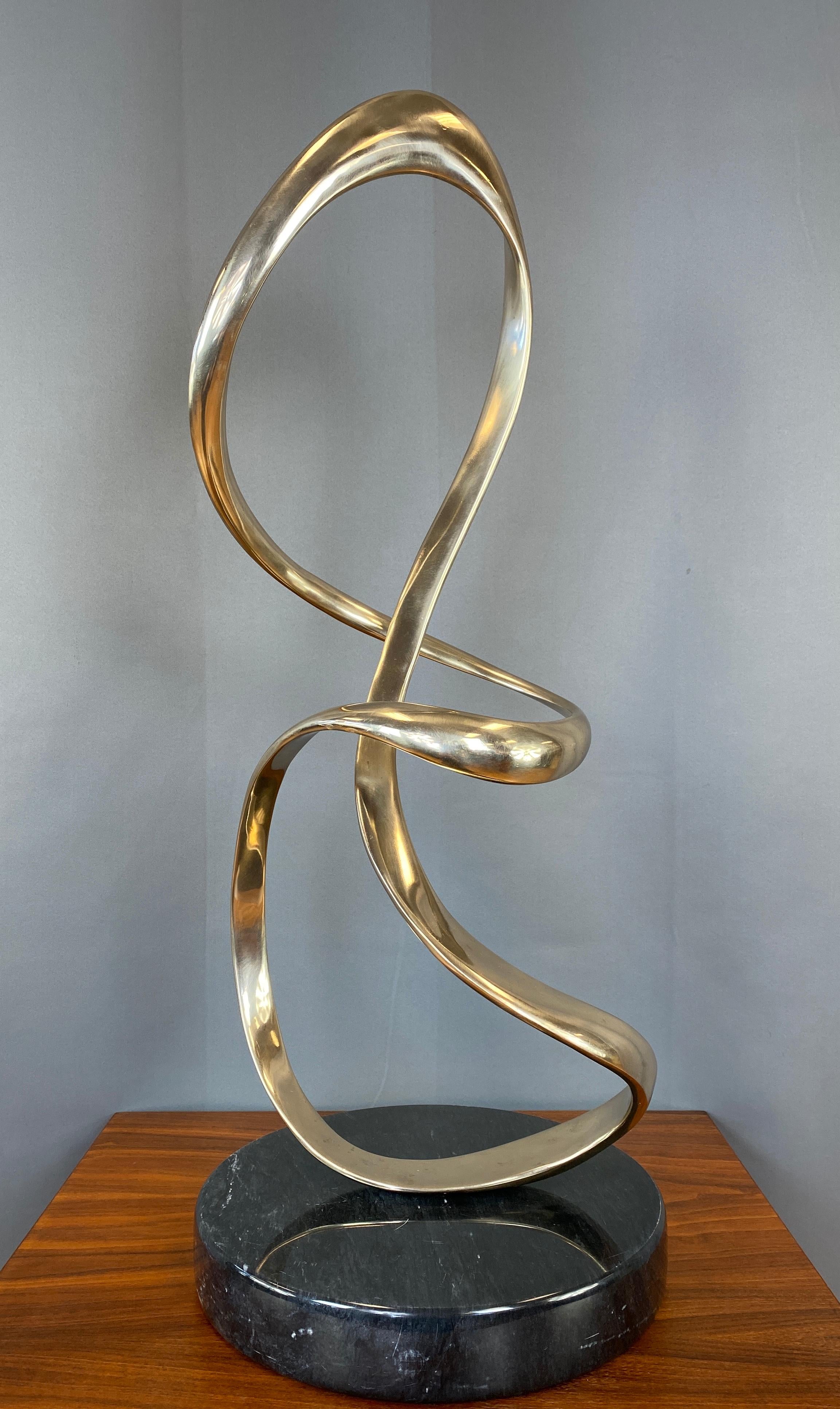 Polished Substantial Tom Bennett Bronze Freeform Sculpture with Marble Base 14/150