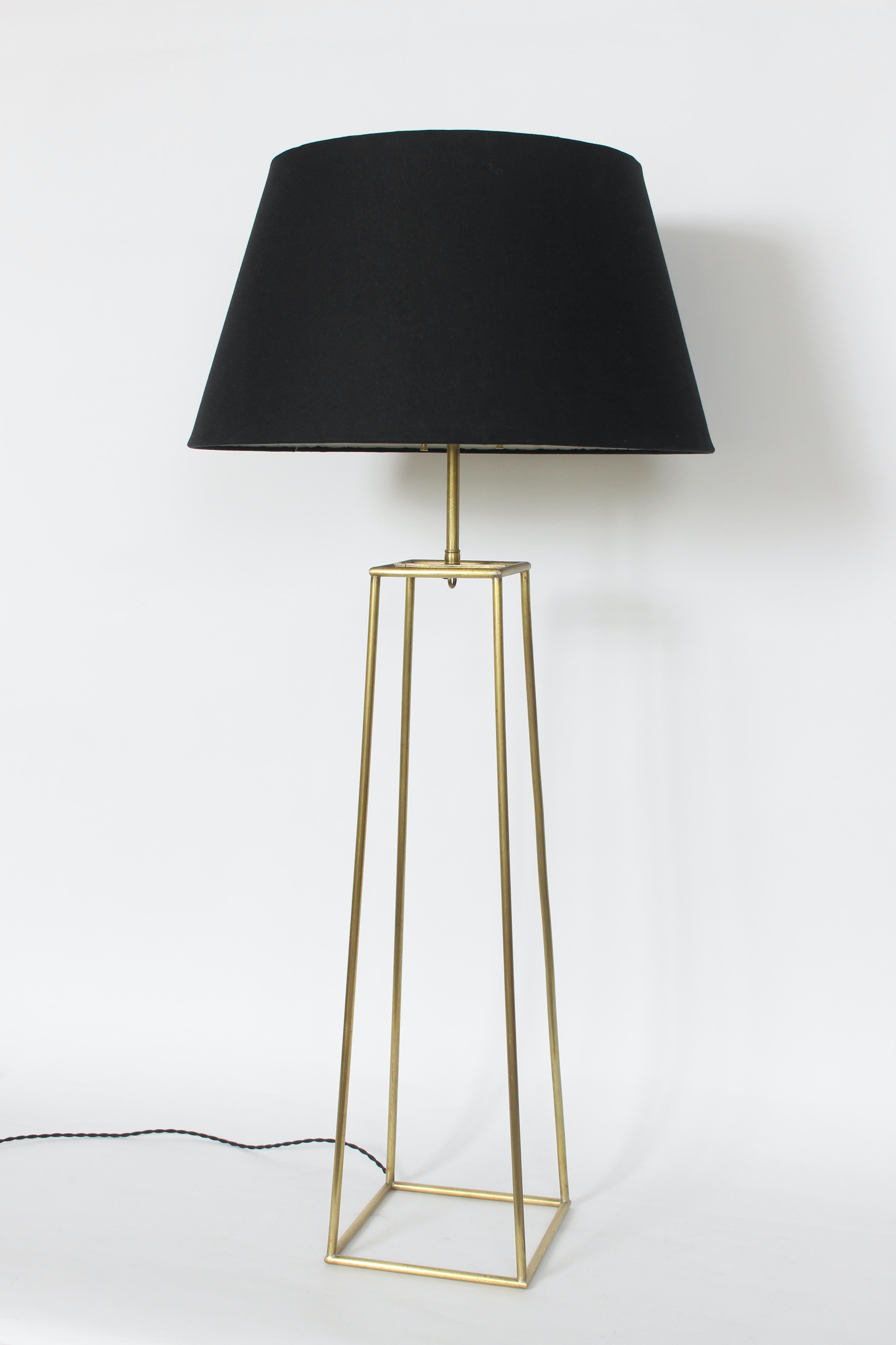 American Substantial Tommi Parzinger Style Brass Open Box Form Table Lamp, 1950s For Sale