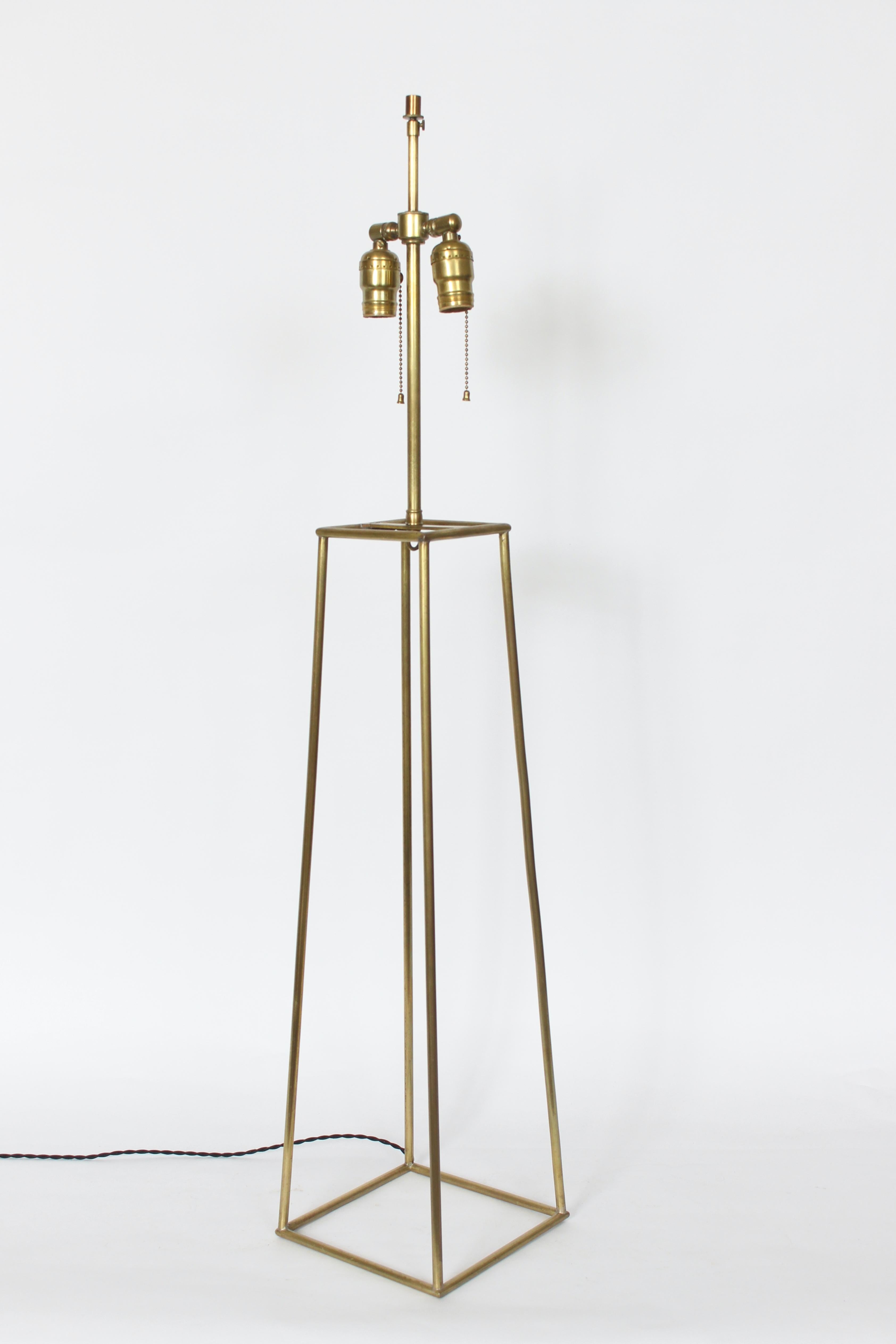 Mid-20th Century Substantial Tommi Parzinger Style Brass Open Box Form Table Lamp, 1950s For Sale