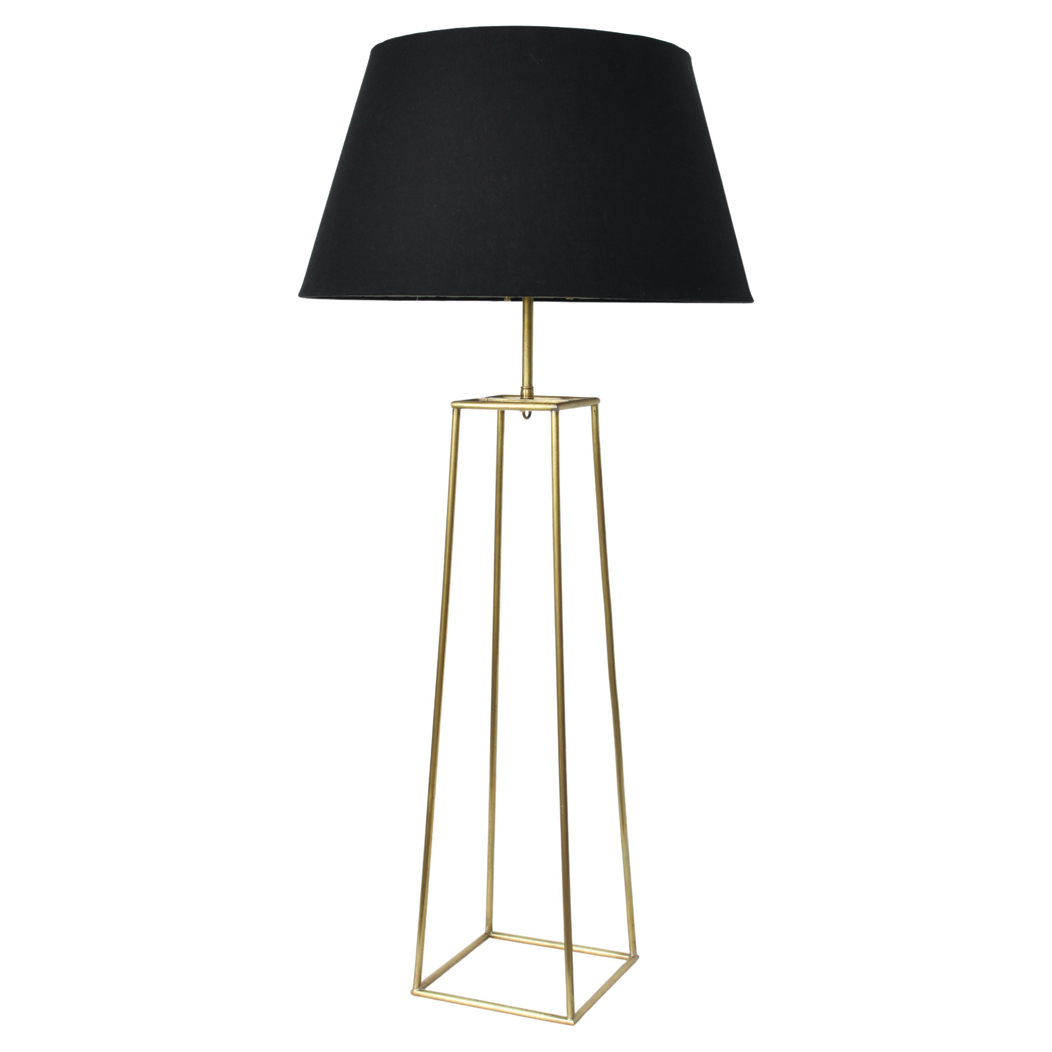 Substantial Tommi Parzinger Style Brass Open Box Form Table Lamp, 1950s